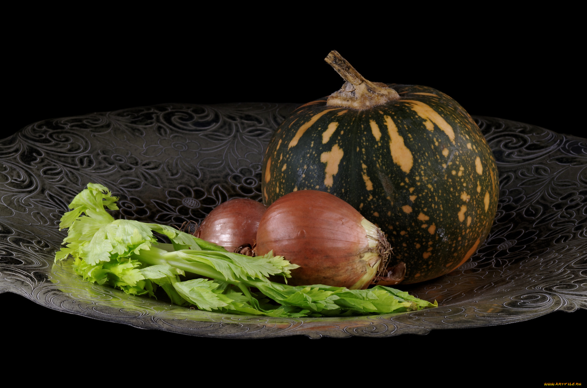 еда, овощи, салат, тыква, лук