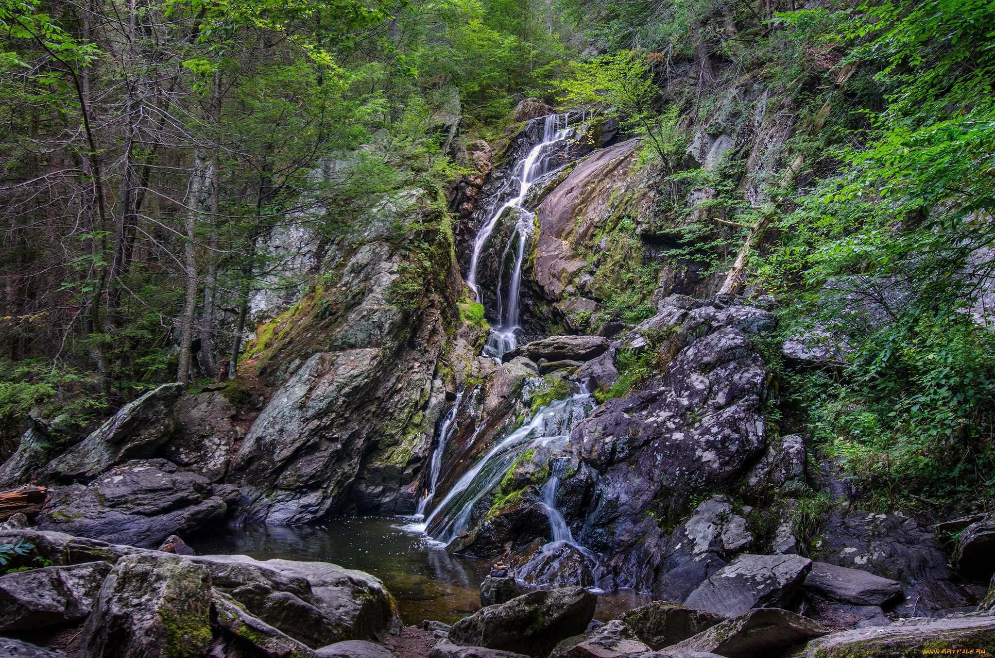 природа, водопады, водопад, река, лес