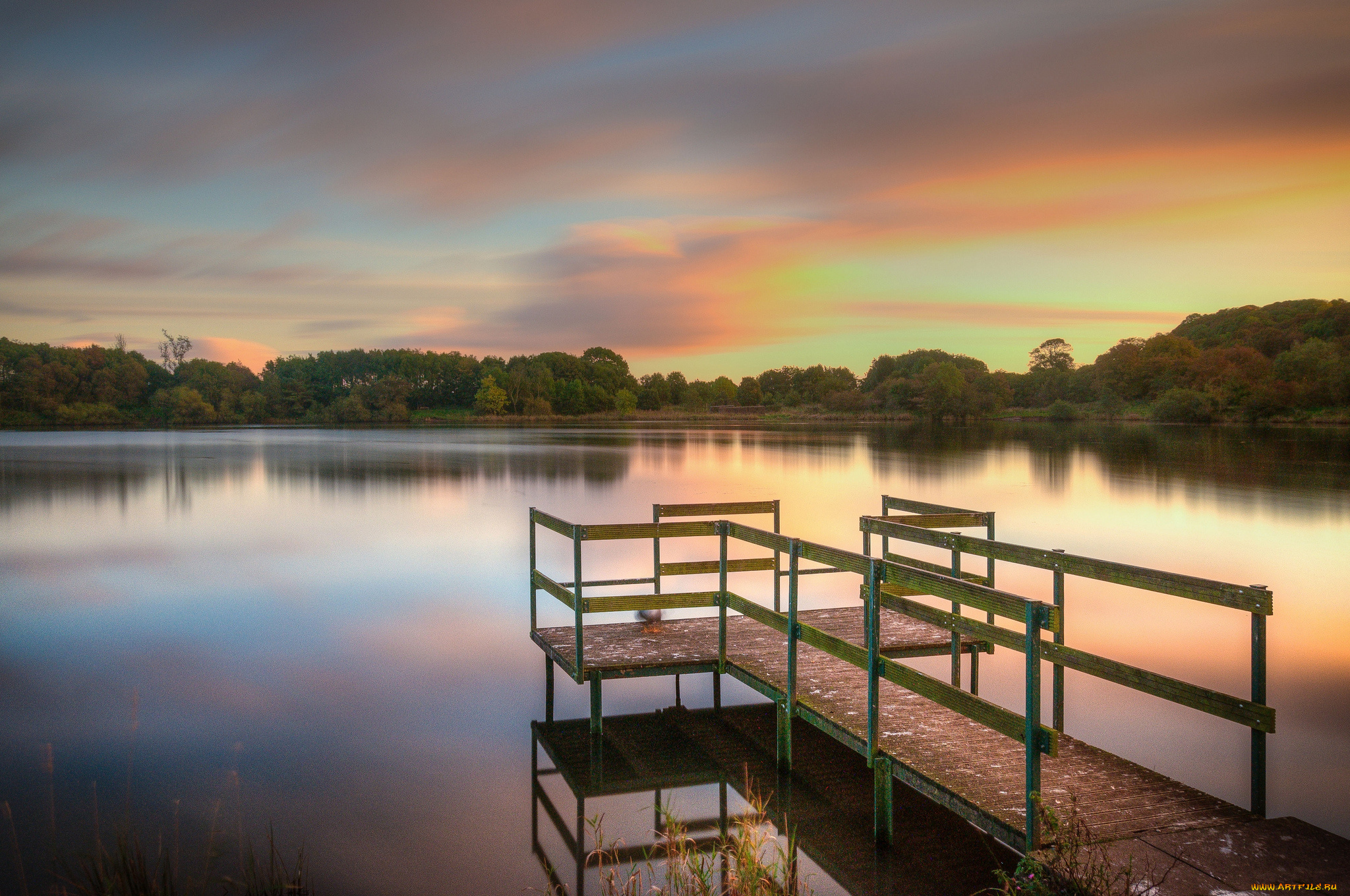 природа, восходы, закаты, река, лес