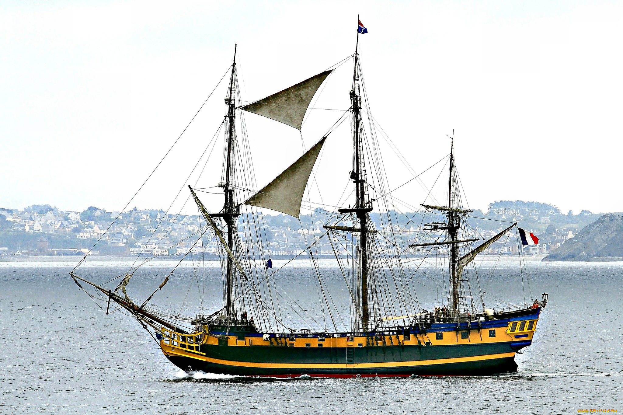 корабли, парусники, паруса, мачты