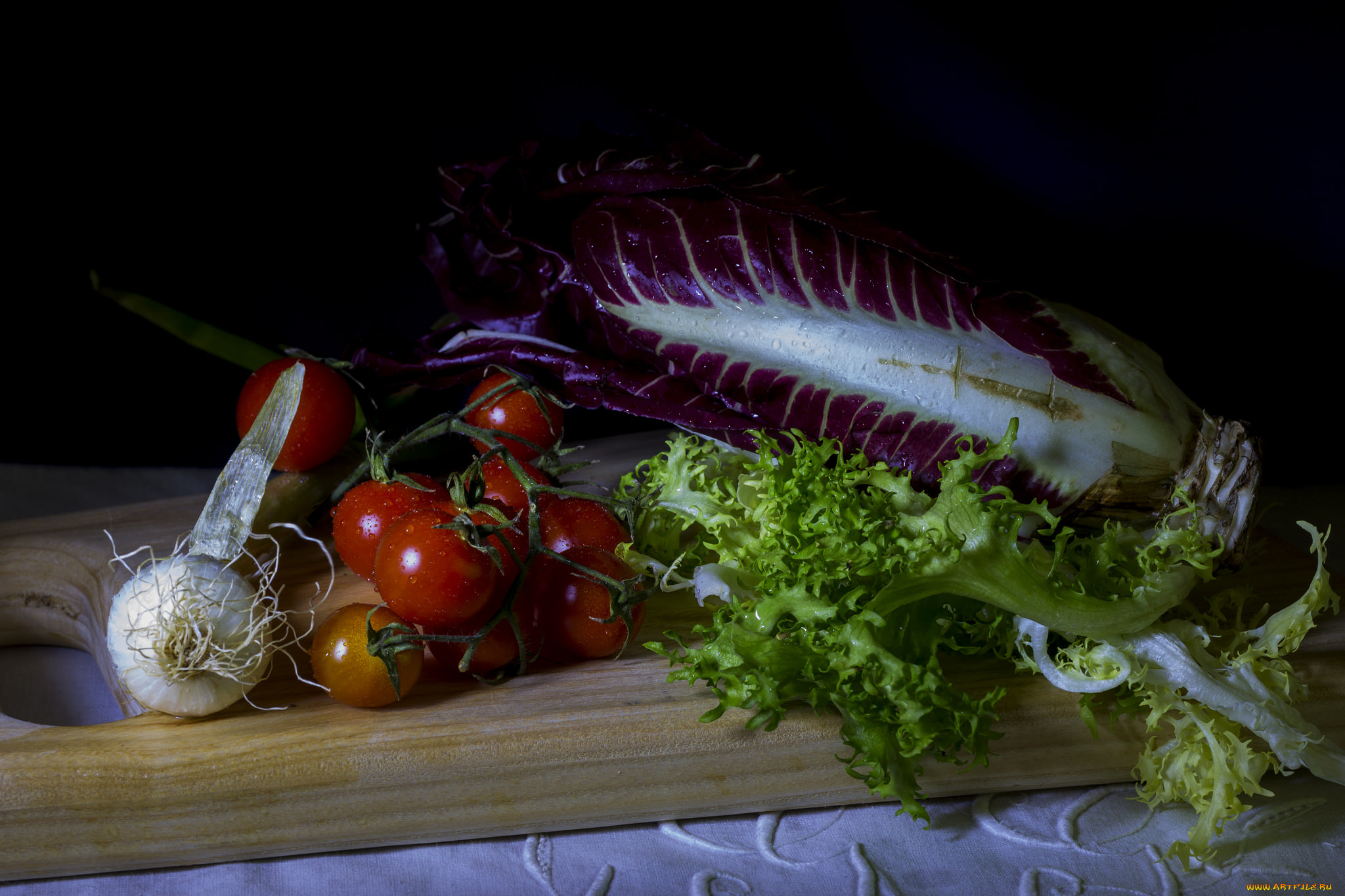 еда, овощи, капуста, чеснок, помидоры