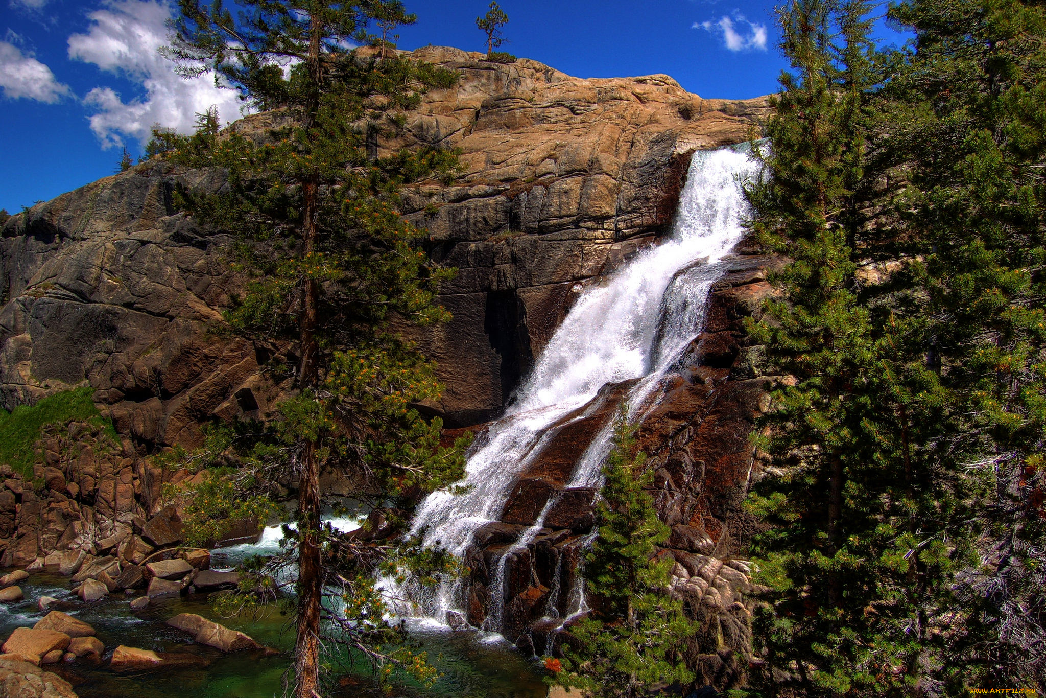 природа, водопады, водопад, обрыв