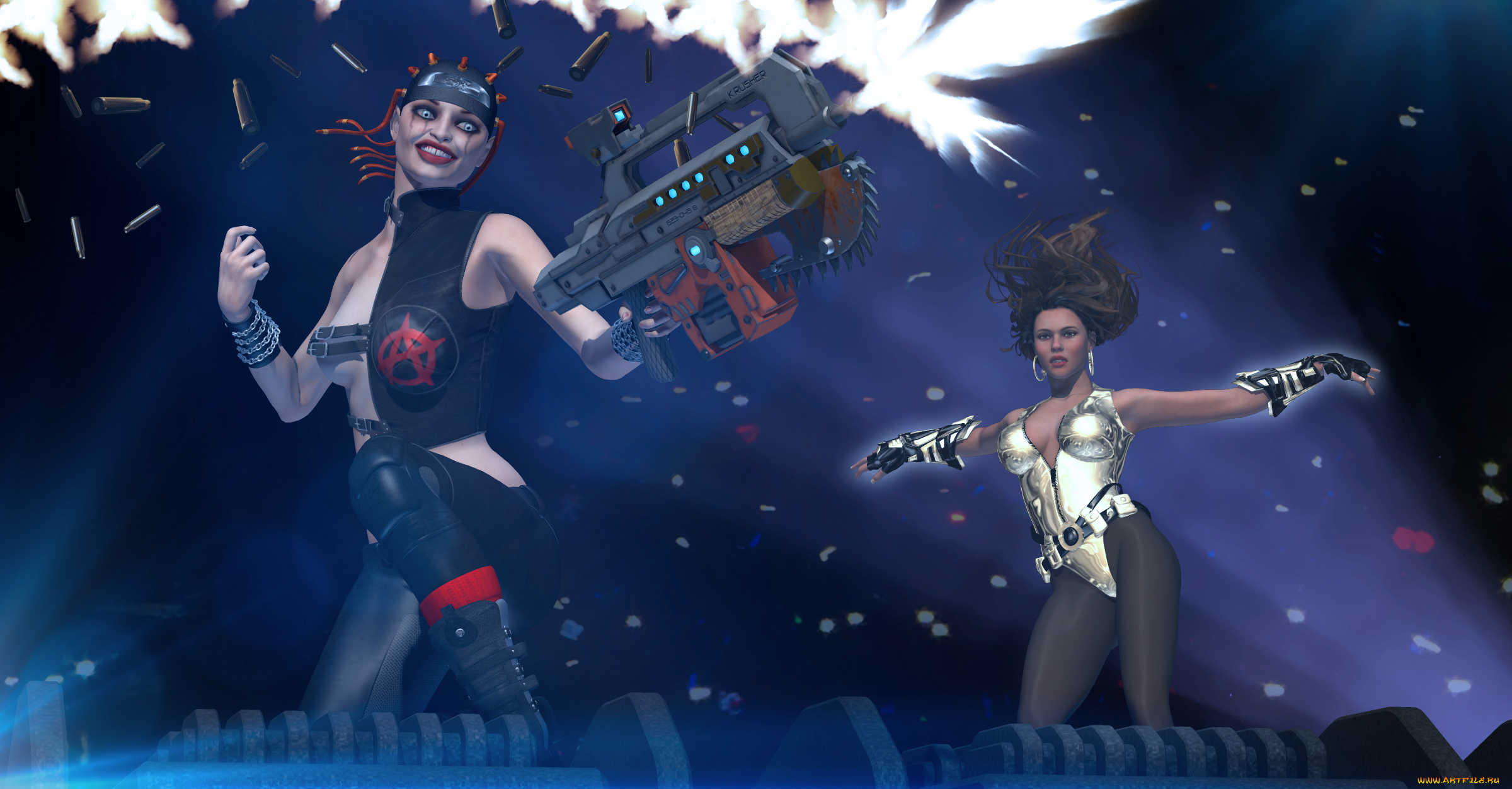 3д, графика, фантазия, , fantasy, девушка, взгляд, фон, amazonka, falling, arrow