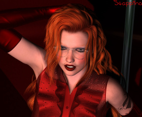 Картинка 3д+графика люди+ people очки рыжая фон взгляд девушка