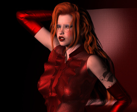 Картинка 3д+графика люди+ people очки рыжая фон взгляд девушка