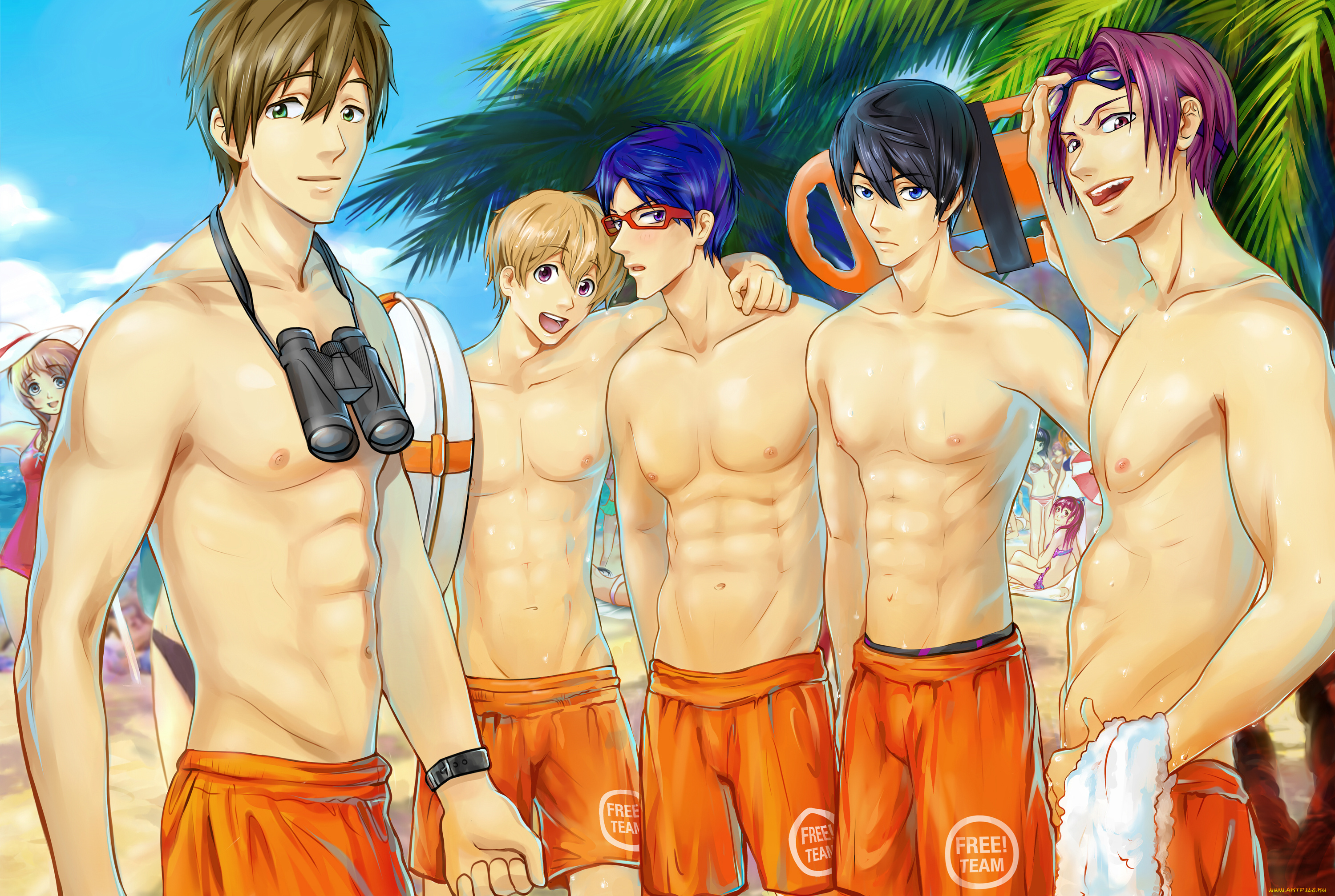 аниме, free, арт, парни, всплеск