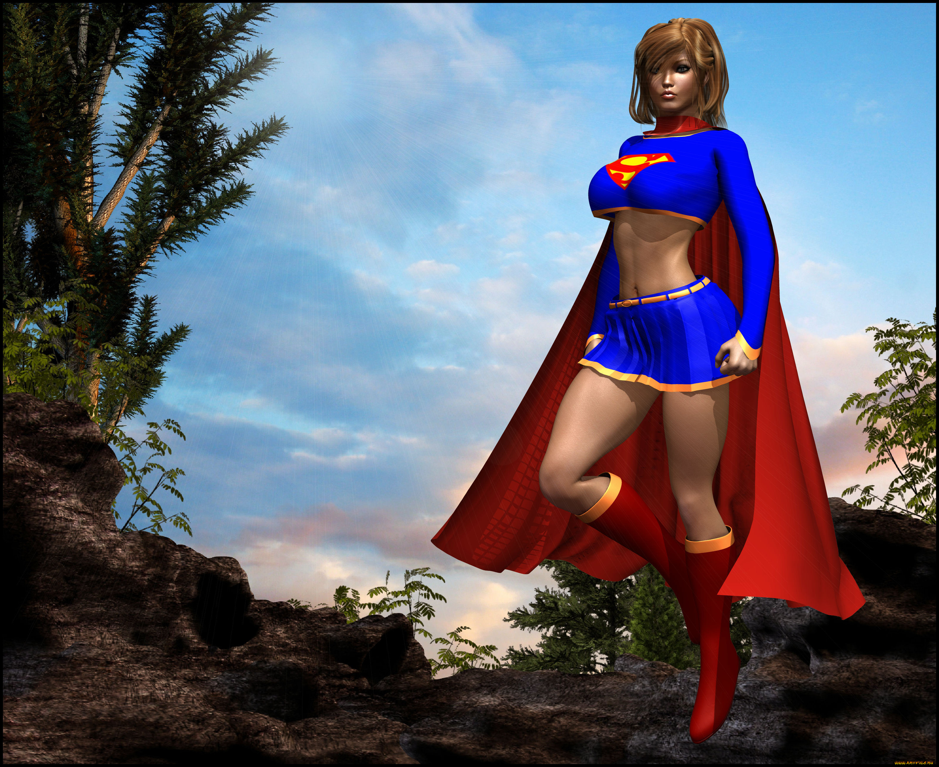 3д, графика, фантазия, , fantasy, фон, девушка, плащ, взгляд