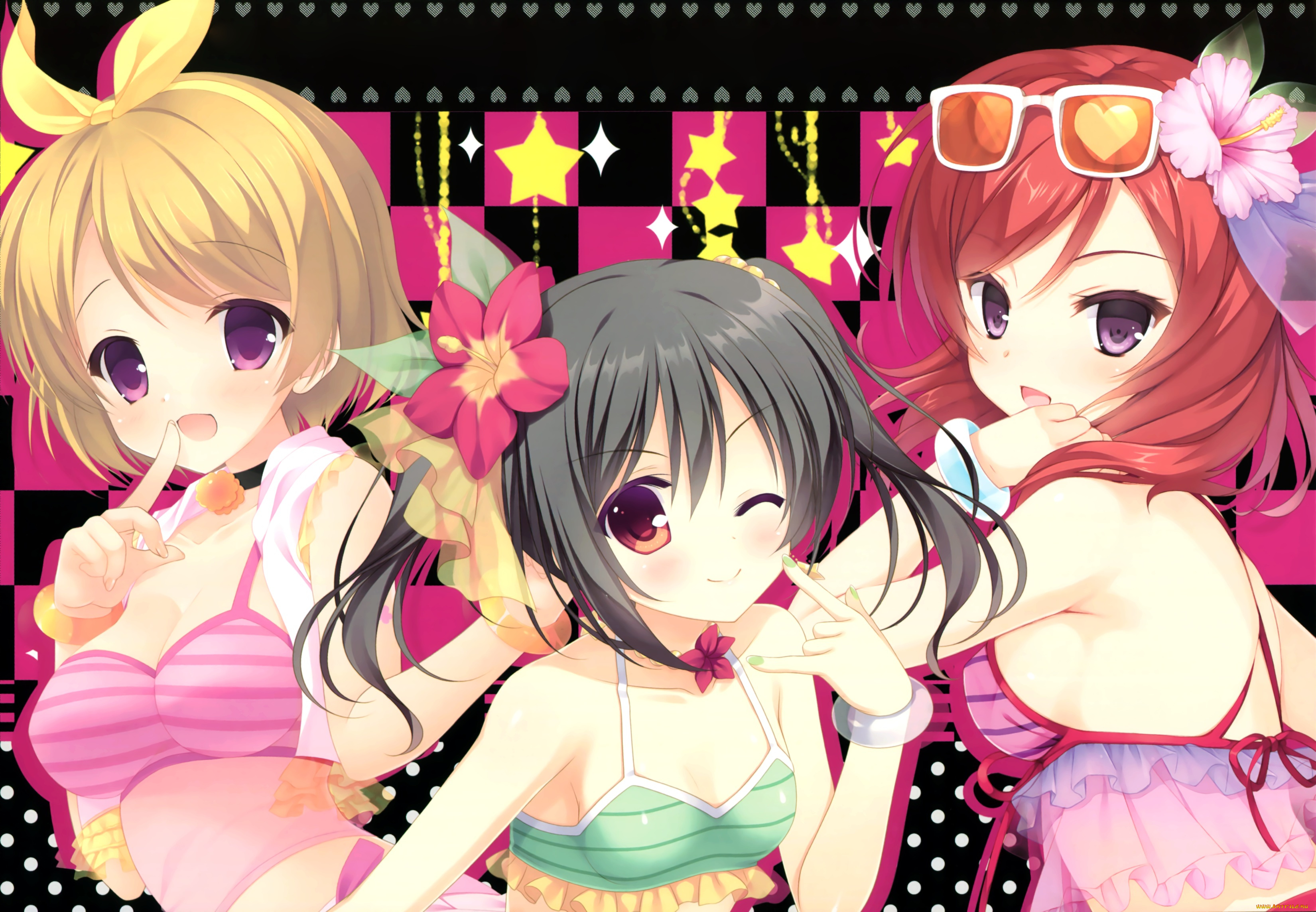 аниме, unknown, , другое, девушки, фон, взгляд