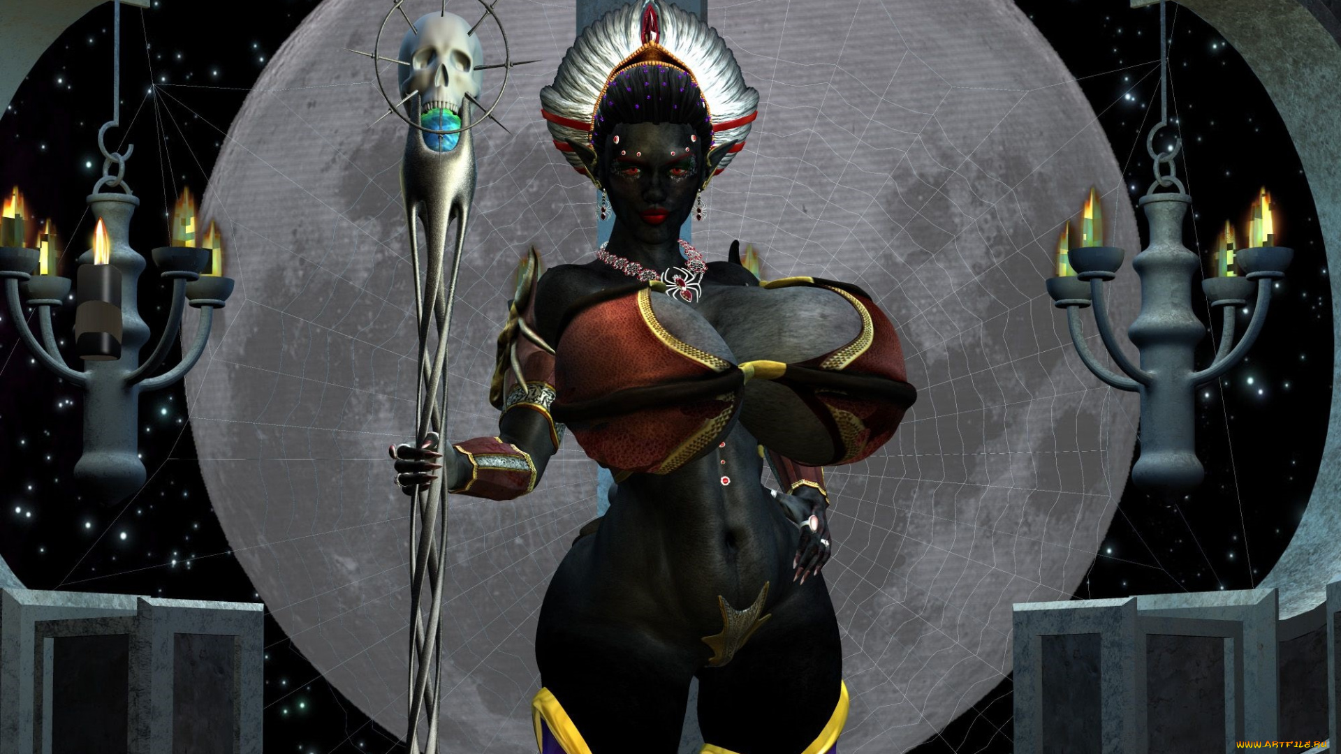 3д, графика, эльфы, , elves, взгляд, девушка, фон