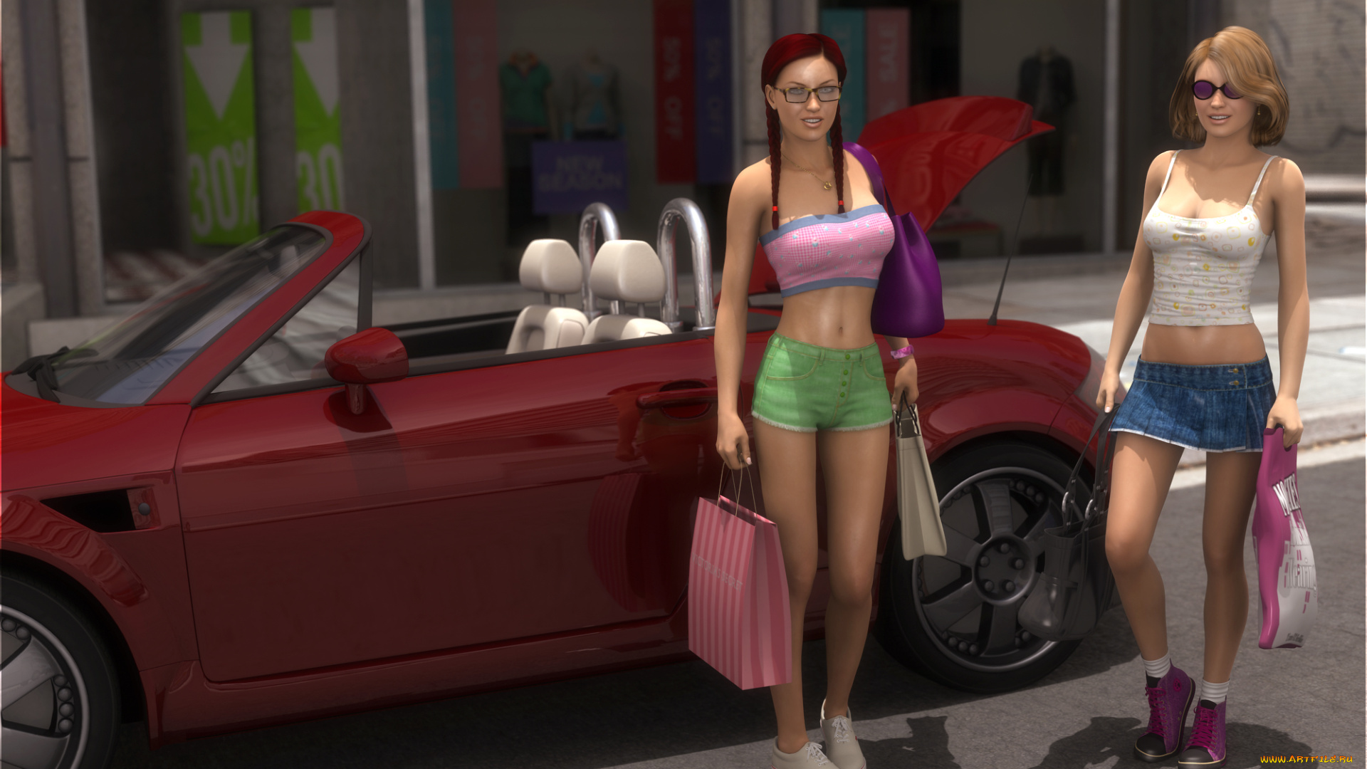 3д, графика, люди-авто, мото, , people-, car, , , moto, фон, взгляд, девушки