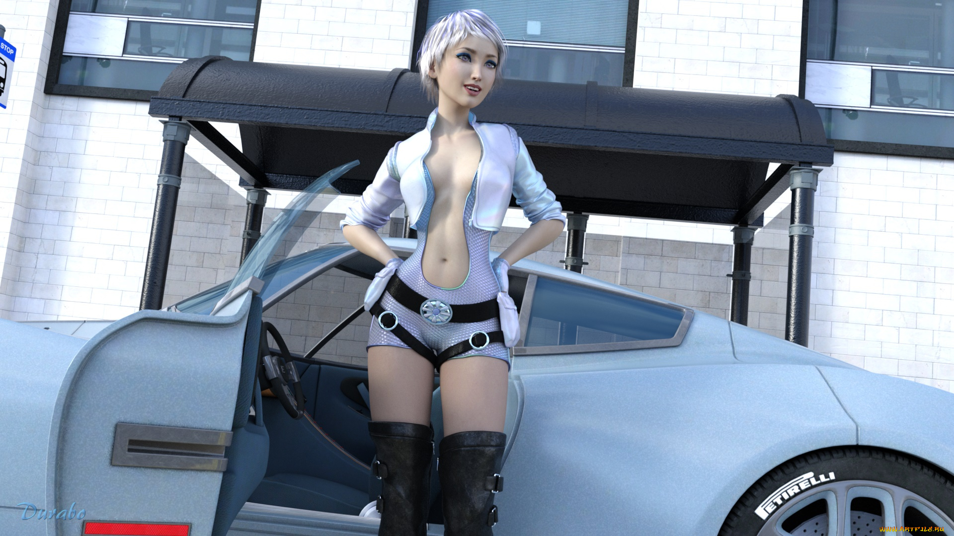 3д, графика, люди-авто, мото, , people-, car, , , moto, автомобиль, фон, девушка, взгляд