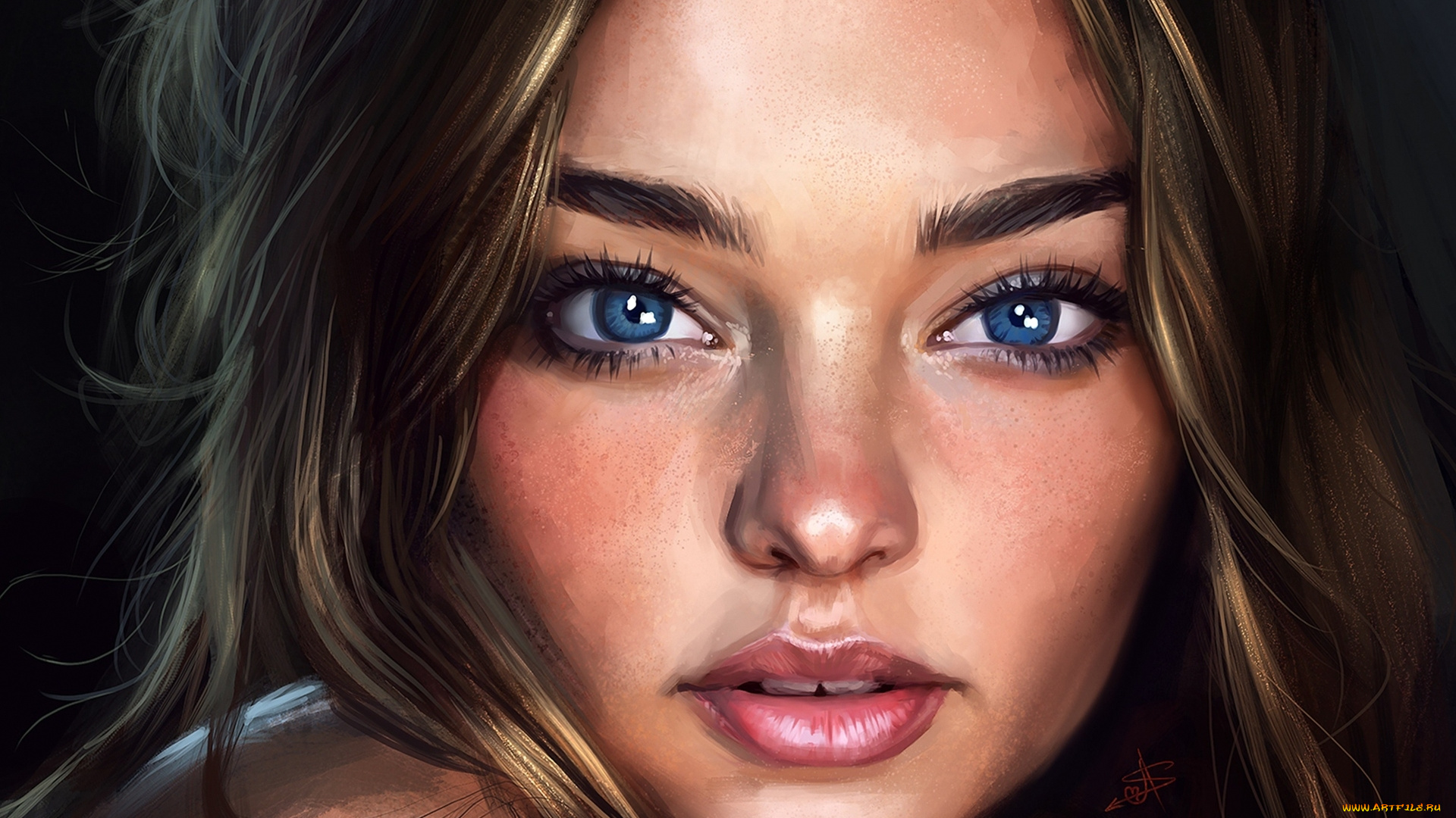 рисованное, люди, miranda, kerr, модель, лицо, красота, девушка, art
