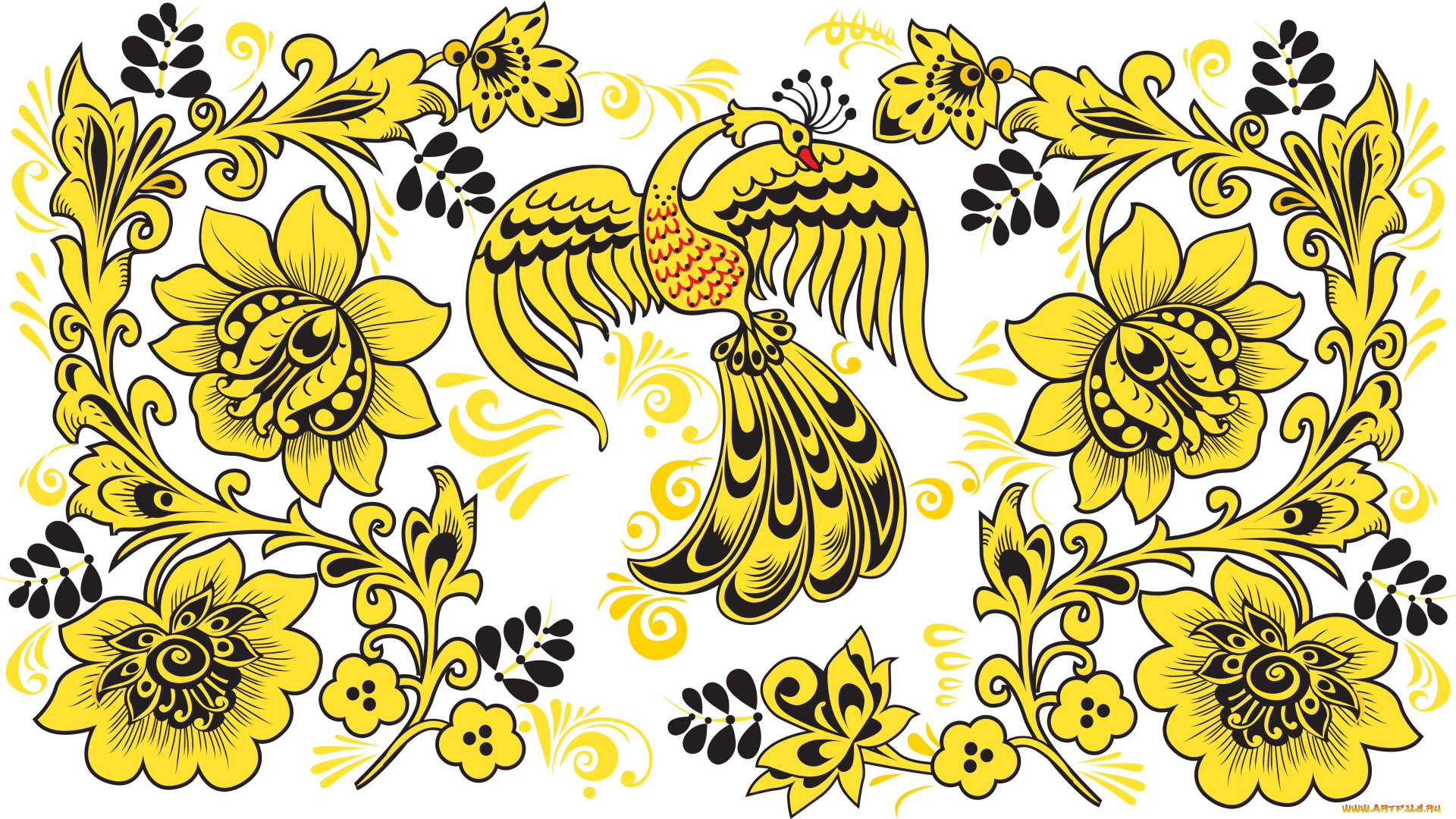 векторная, графика, цветы, , flowers, птицы, цветы