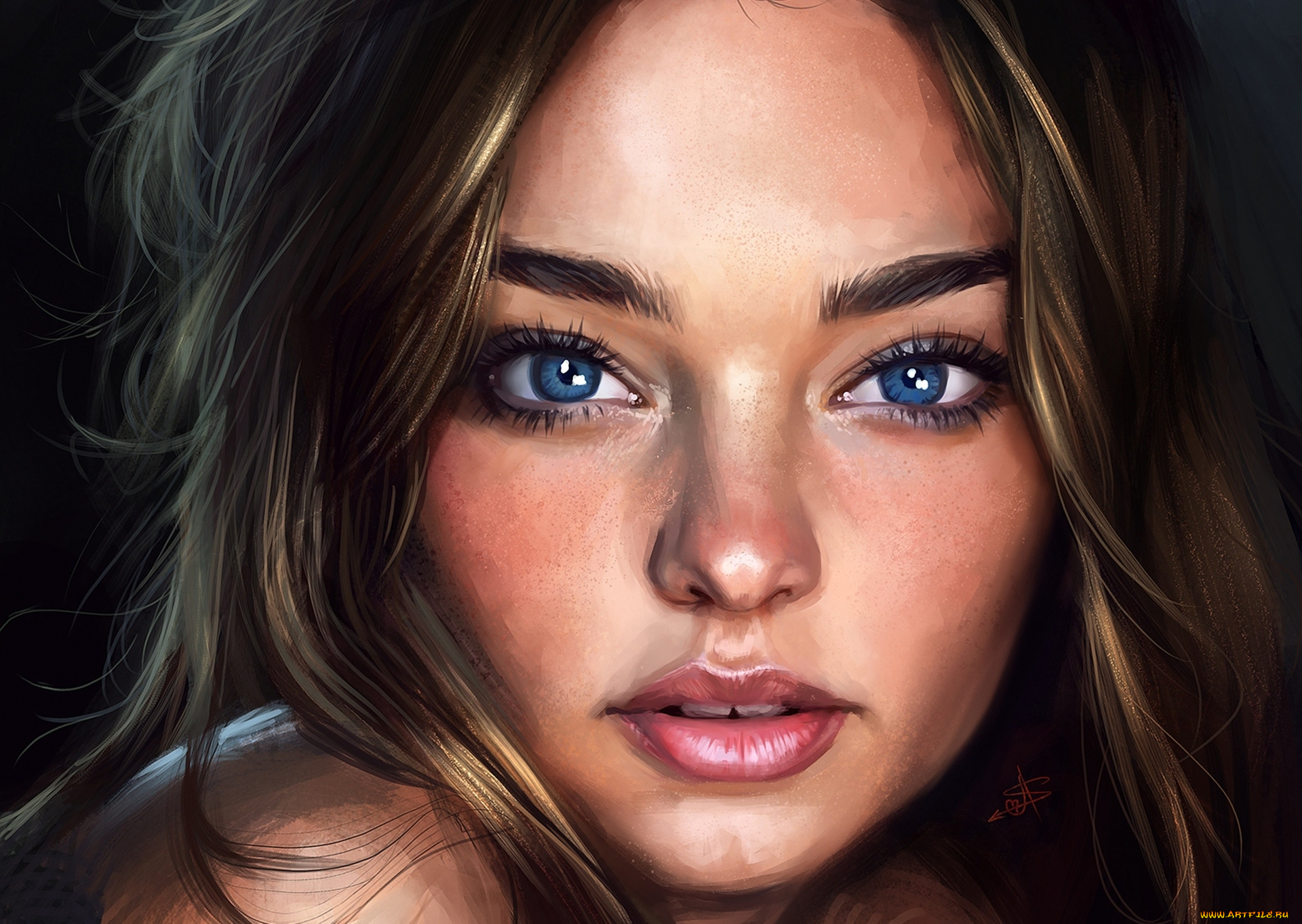 рисованное, люди, miranda, kerr, модель, лицо, красота, девушка, art