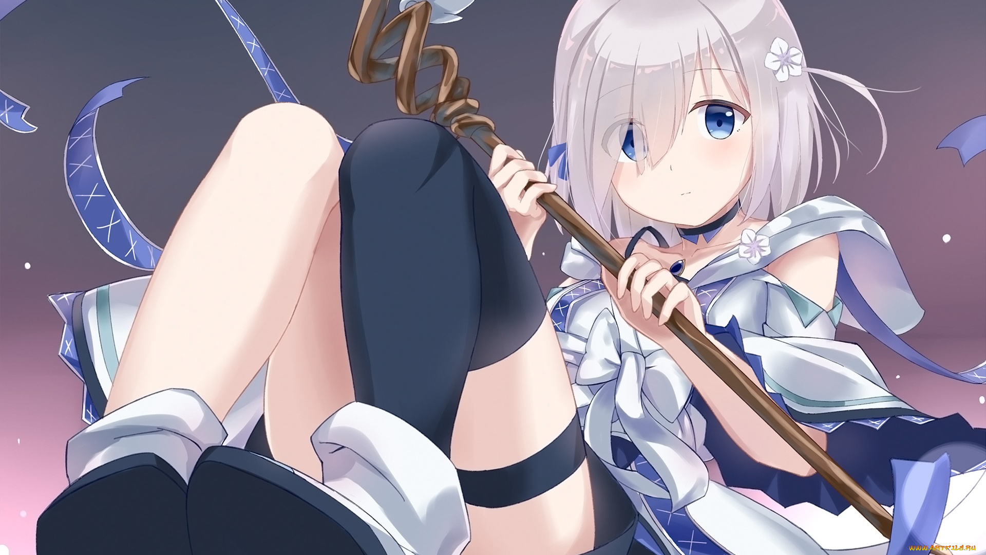 аниме, mahou, shoujo, madoka, magika, девушка, фон, взгляд