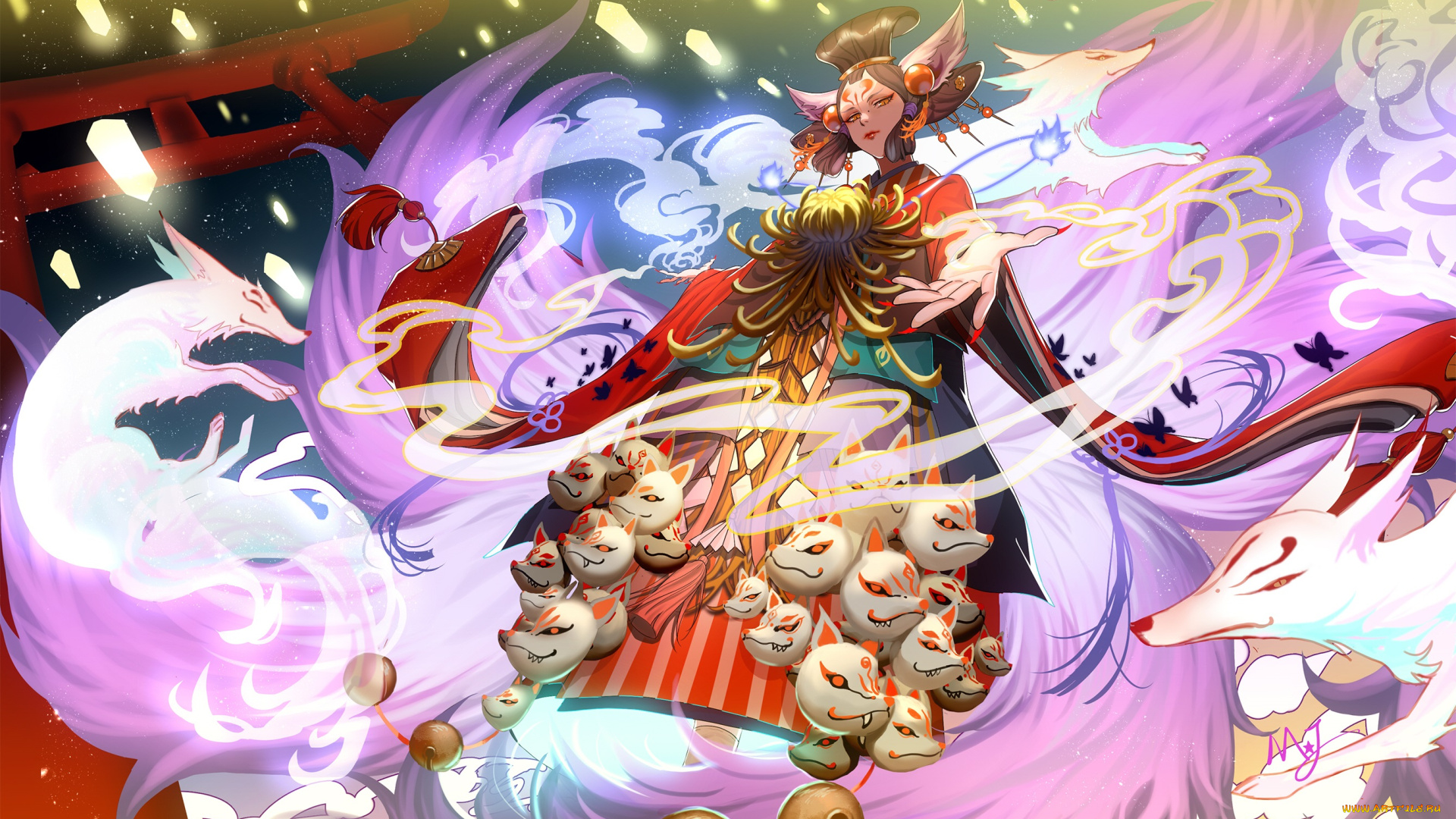 аниме, onmyouji, девушка