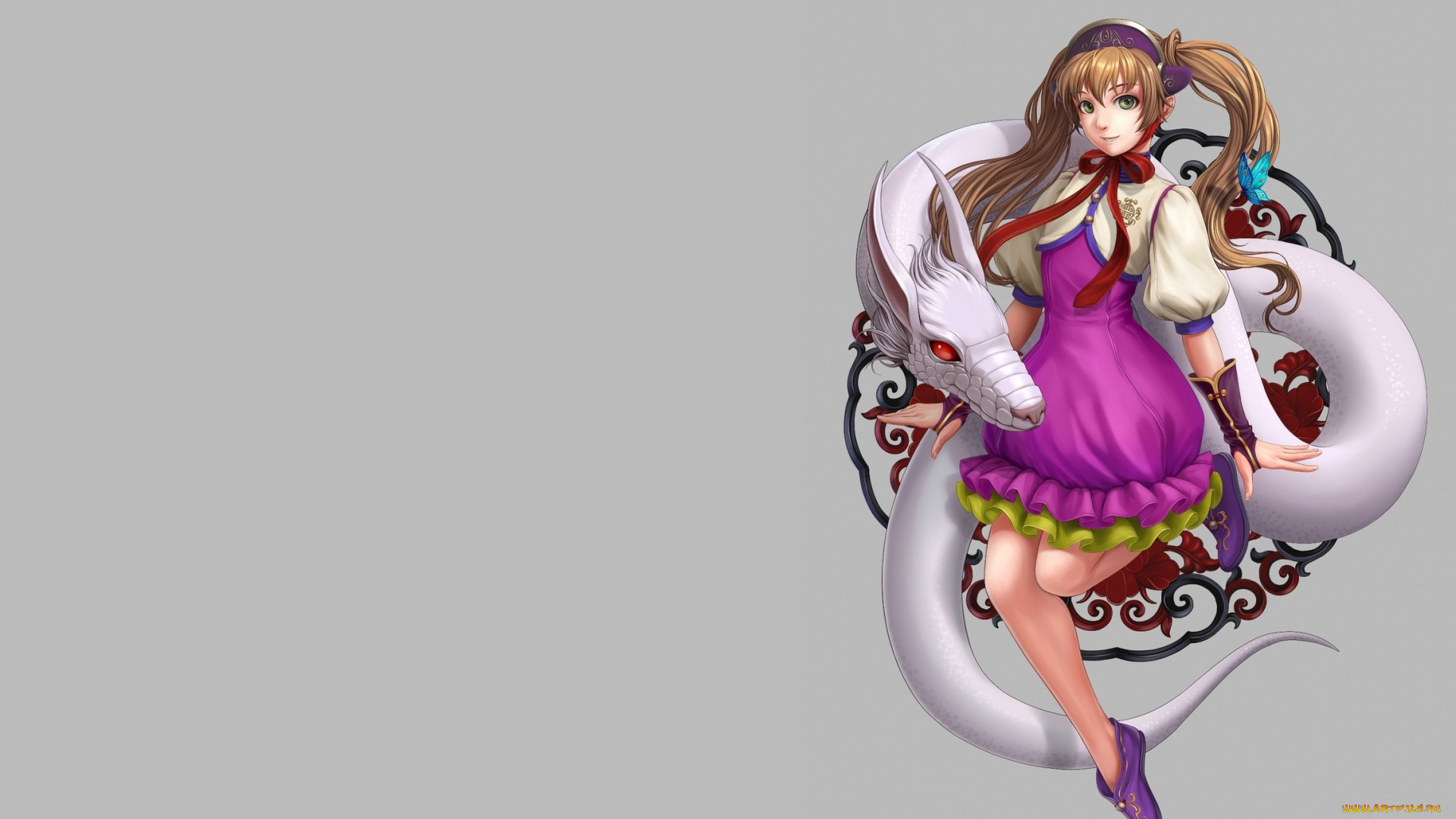 аниме, животные, , существа, змея, арт, девушка