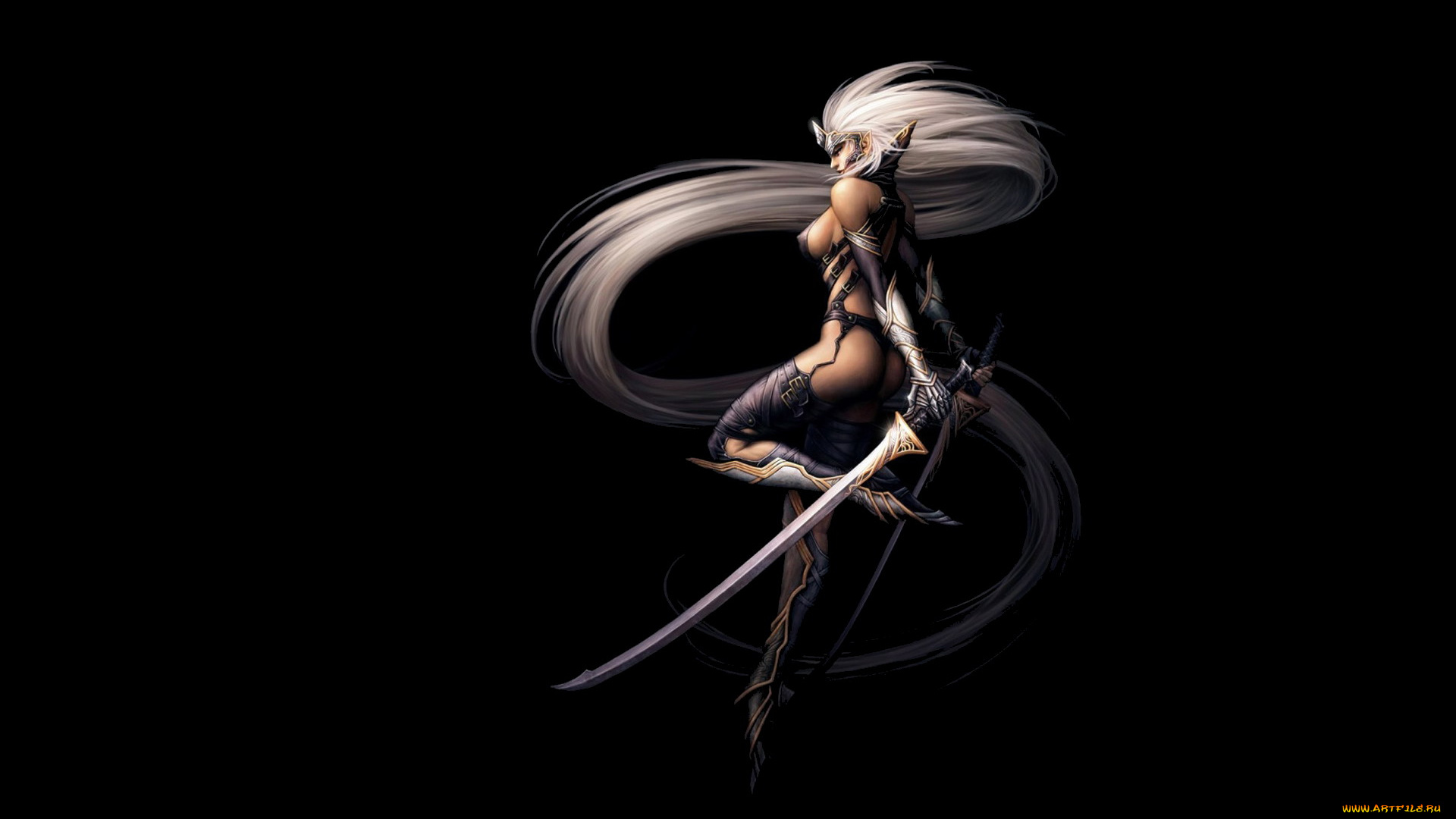 фэнтези, эльфы, девушка, мечи, эльфийка, блондинка