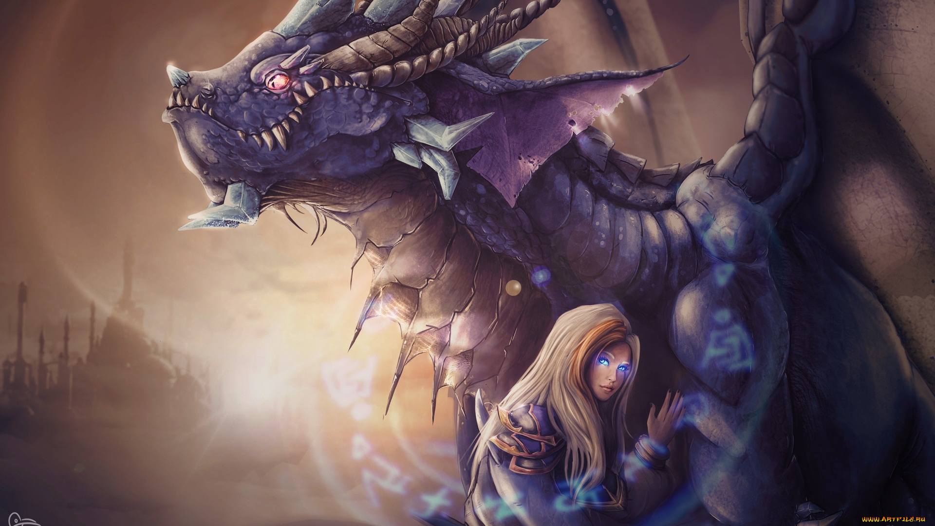 фэнтези, красавицы, и, чудовища, иллюстрация, девушка, арт, fantasy, дракон