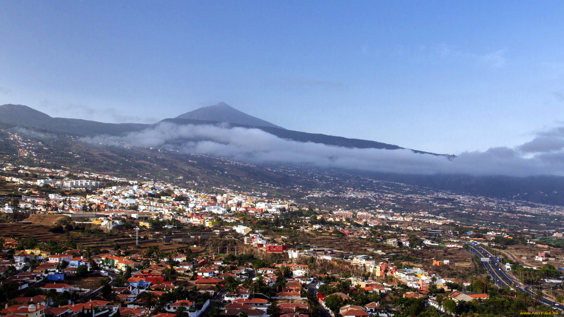 города, -, панорамы, панорама, город, горы
