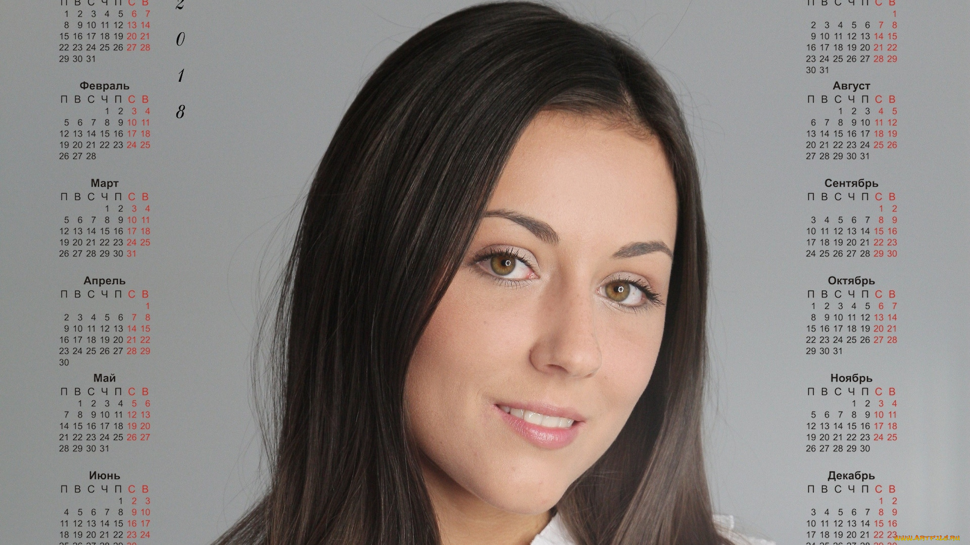 календари, девушки, лицо, взгляд