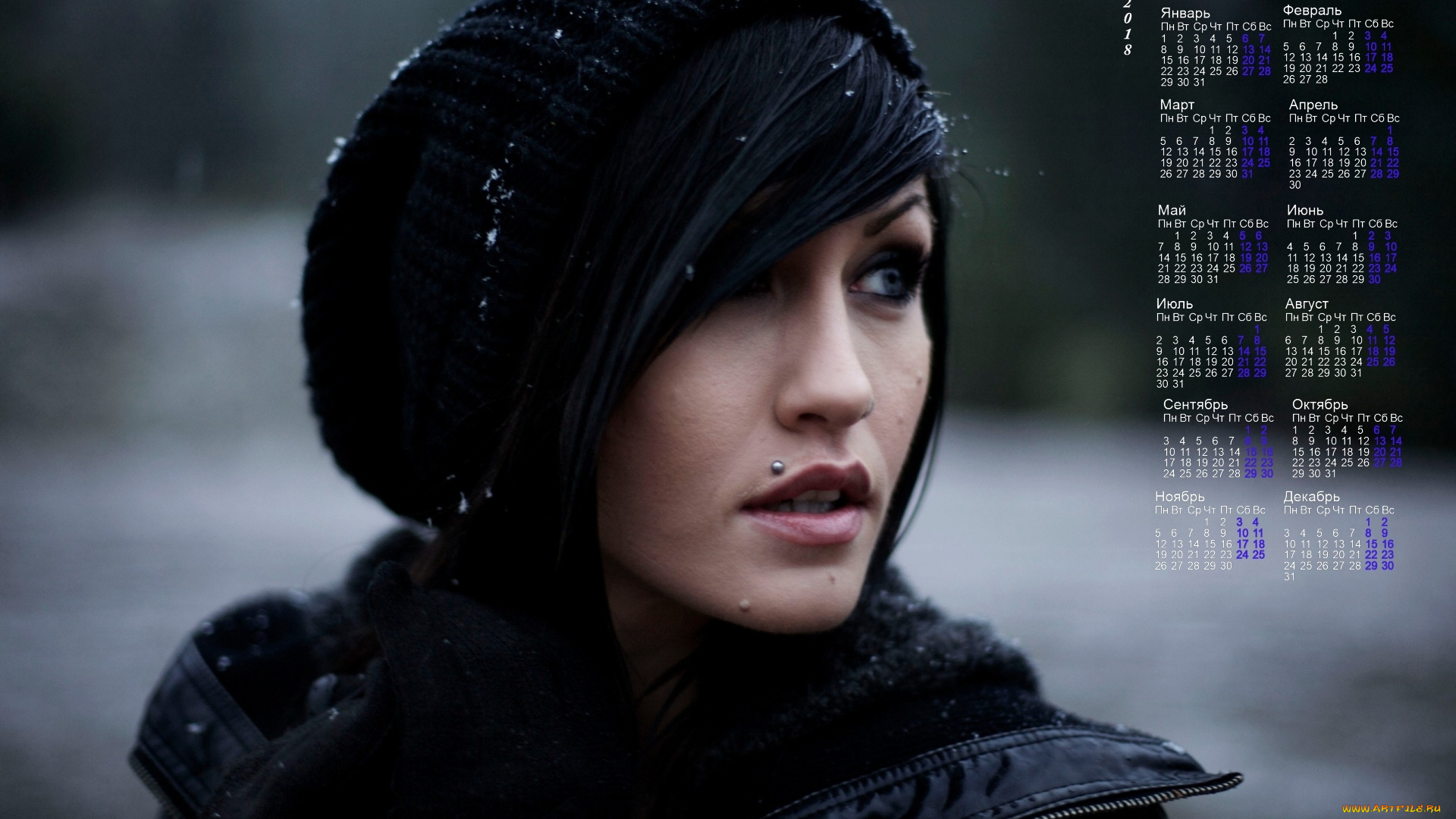 календари, девушки, шапка, профиль