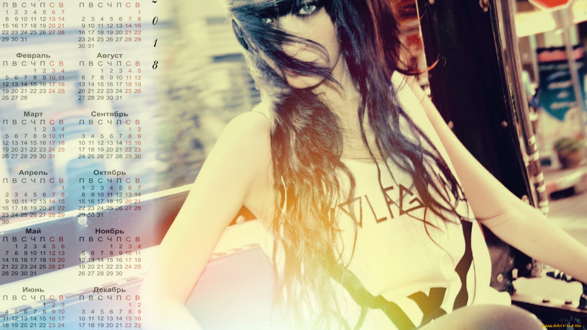 календари, девушки, взгляд