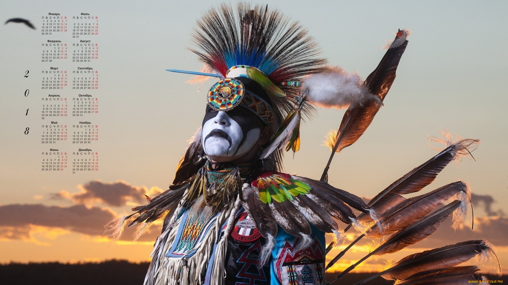 календари, люди, раскраска, перья, индеец, человек