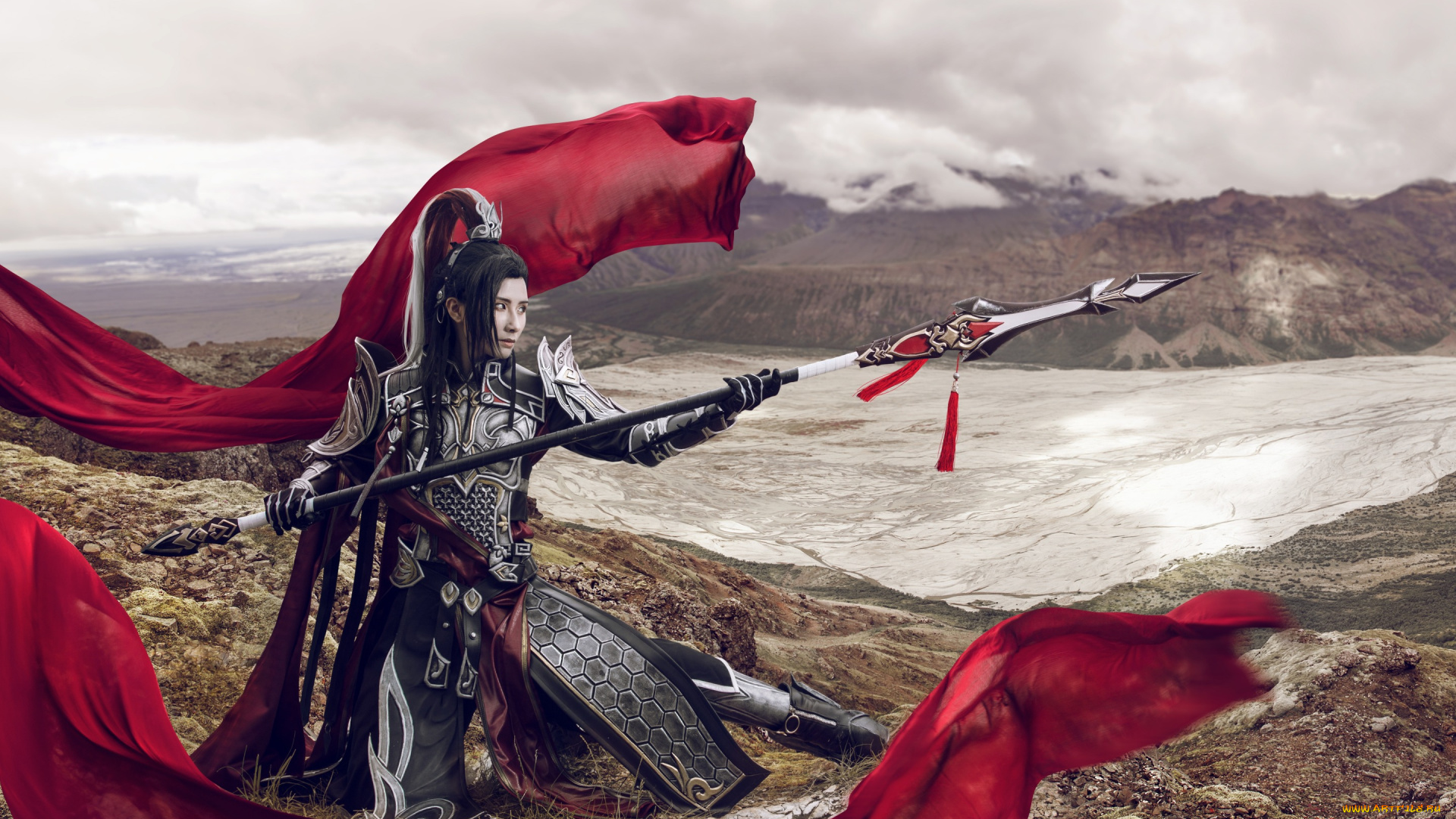 разное, cosplay, , косплей, оружие, копье, ткань, стиль, природа, доспехи, мужчина