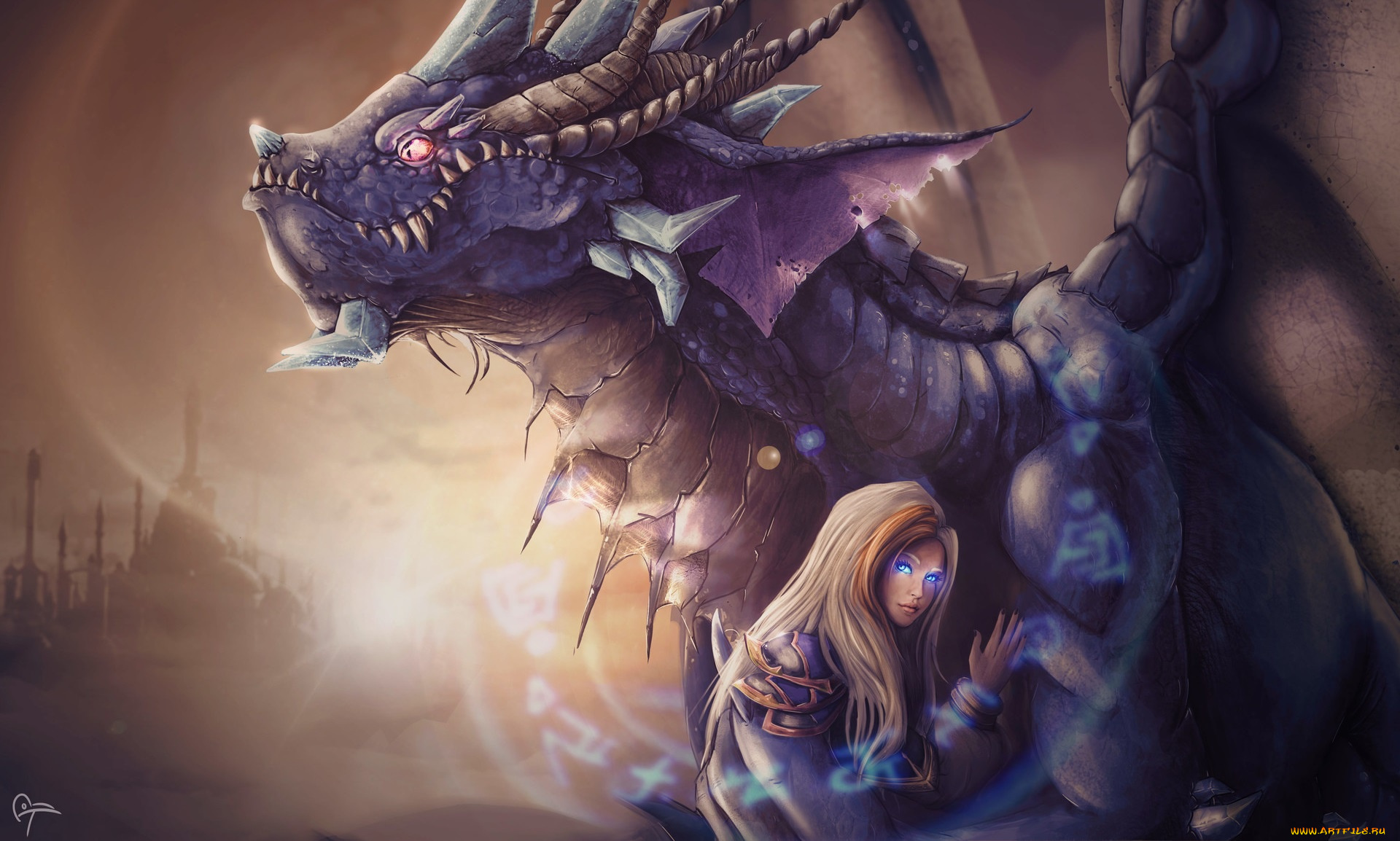 фэнтези, красавицы, и, чудовища, иллюстрация, девушка, арт, fantasy, дракон