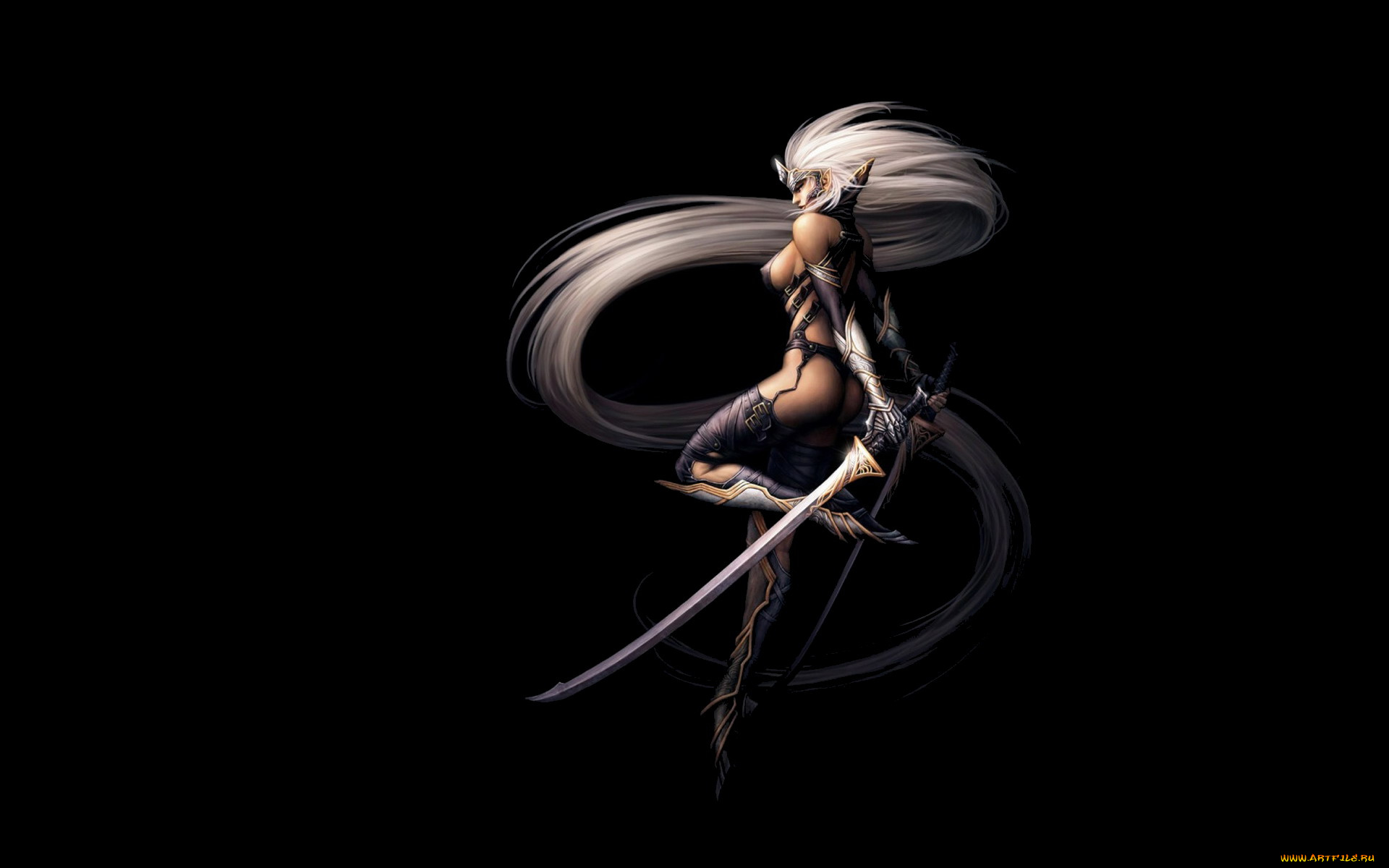 фэнтези, эльфы, девушка, мечи, эльфийка, блондинка