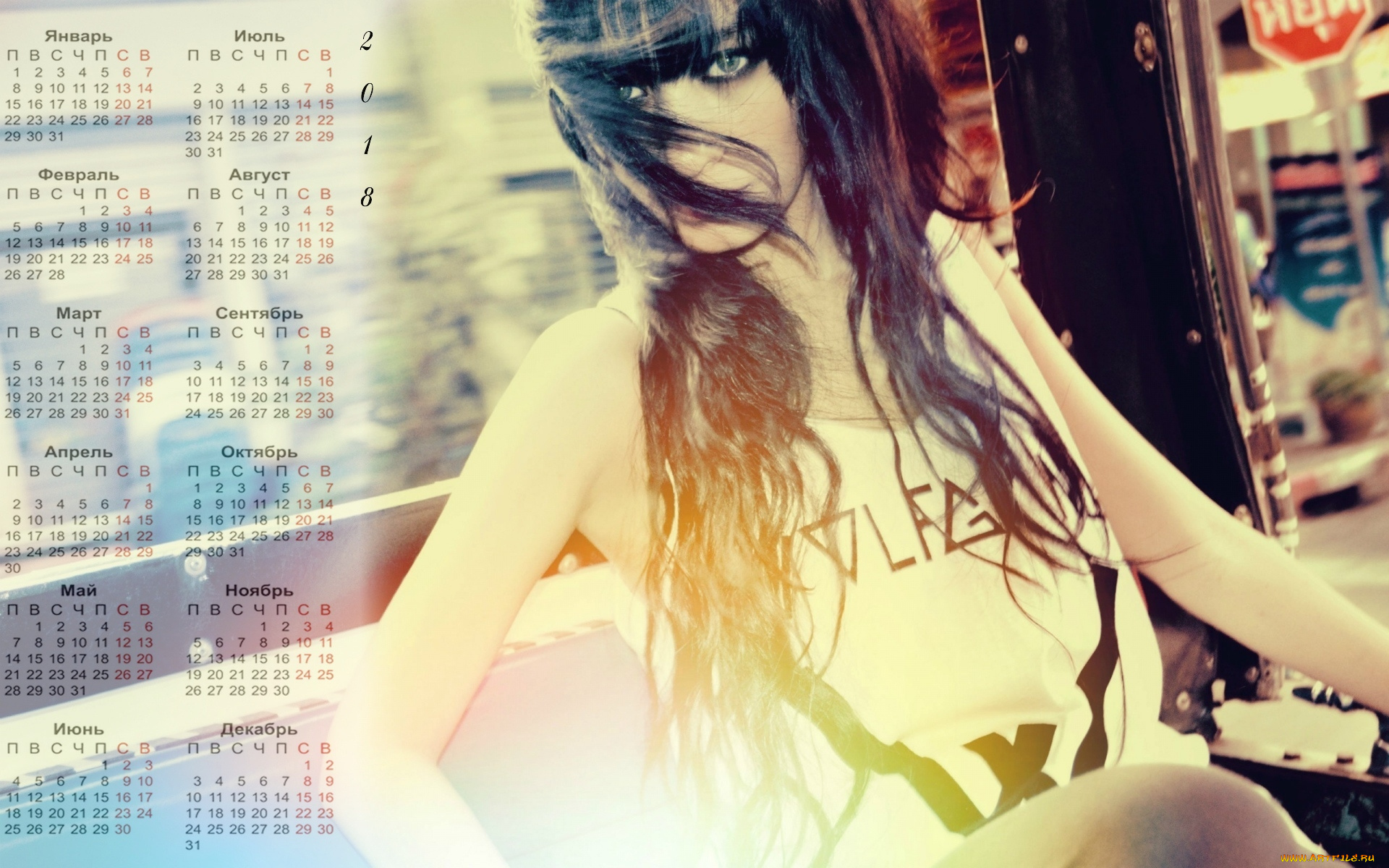 календари, девушки, взгляд