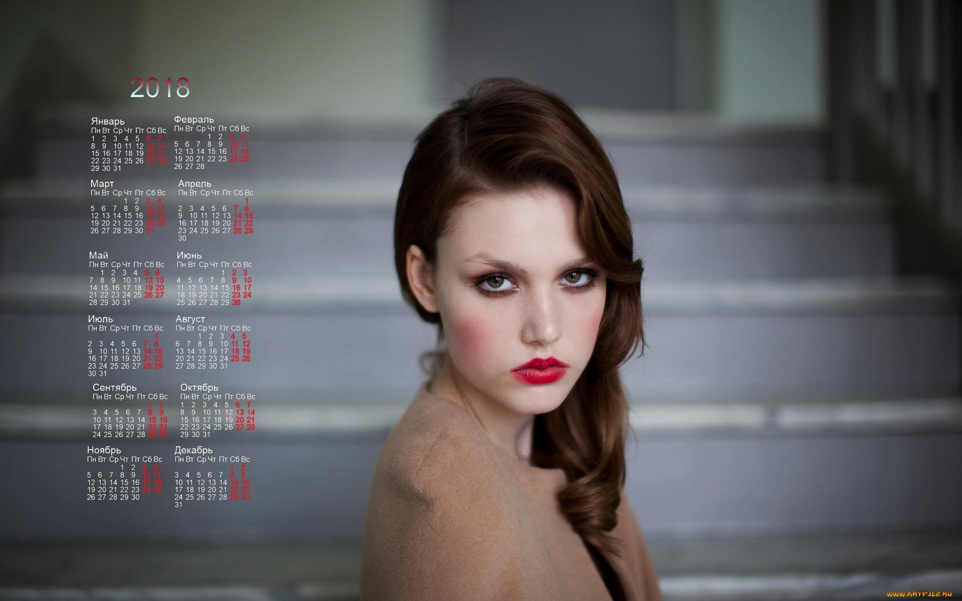 календари, девушки, взгляд, лицо