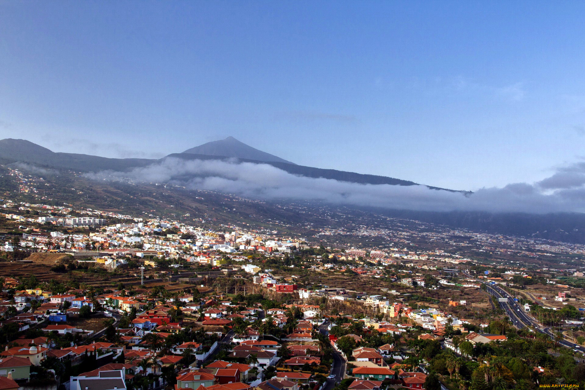 города, -, панорамы, панорама, город, горы