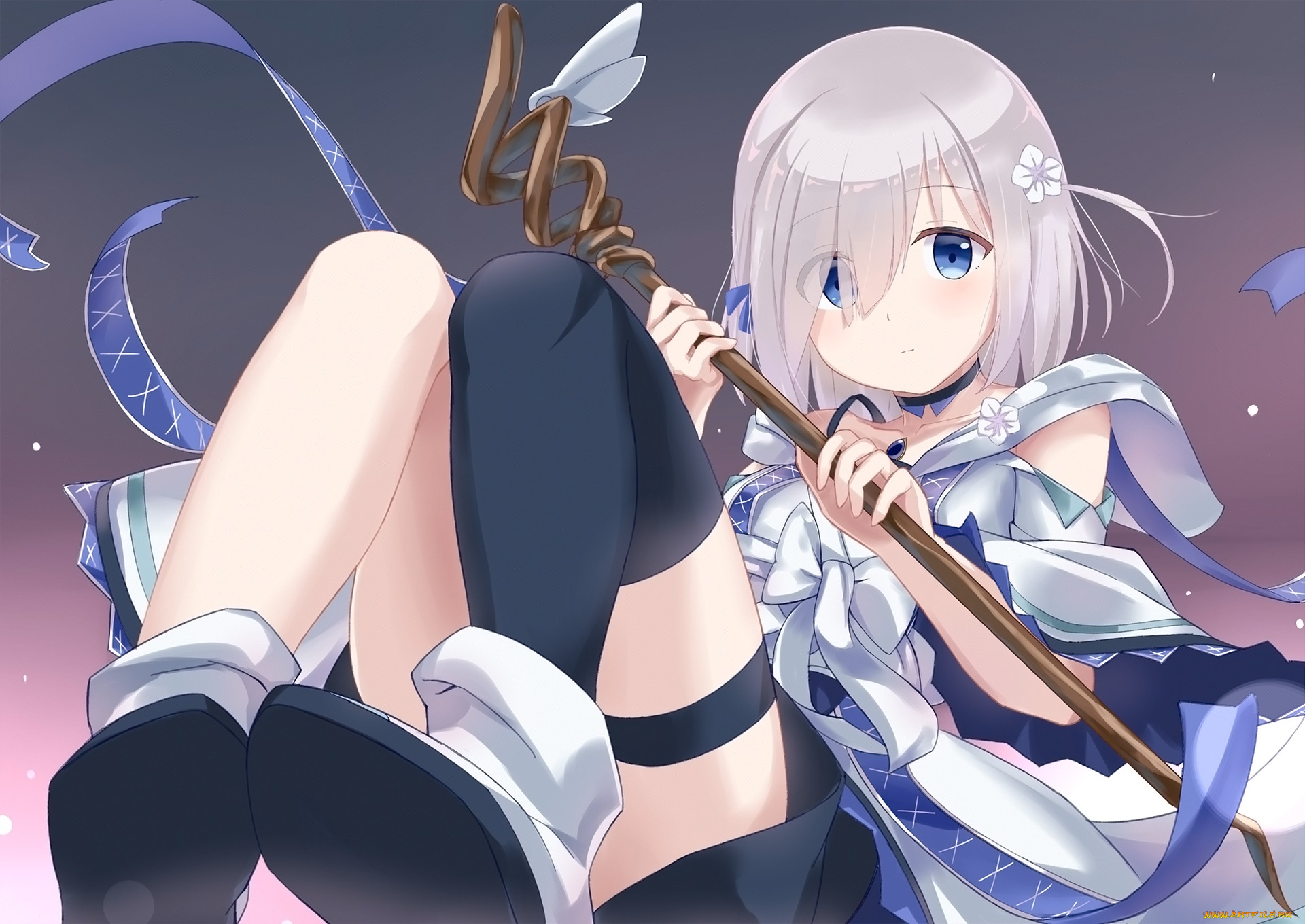 аниме, mahou, shoujo, madoka, magika, девушка, фон, взгляд