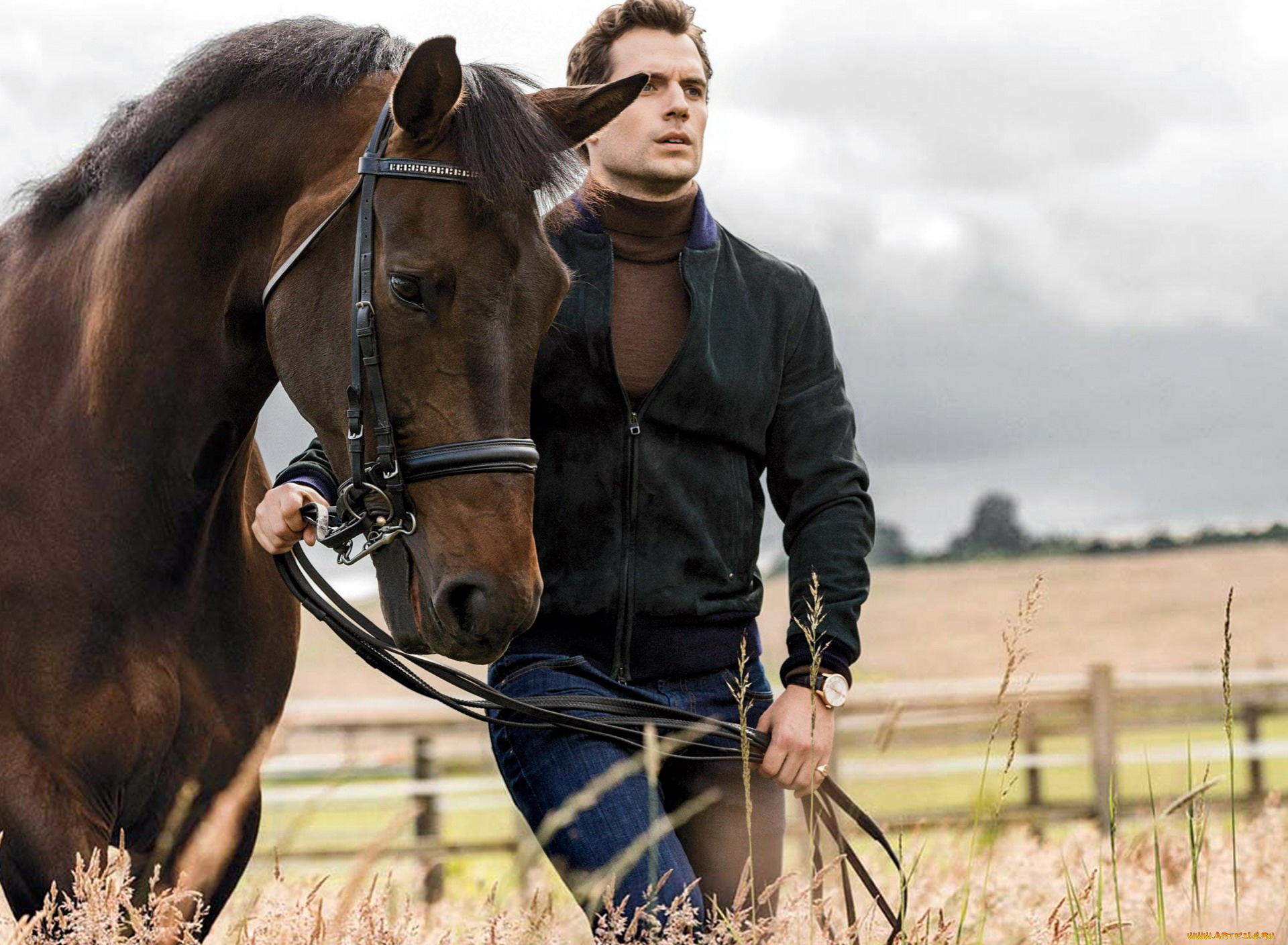 мужчины, henry, cavill, лошадь
