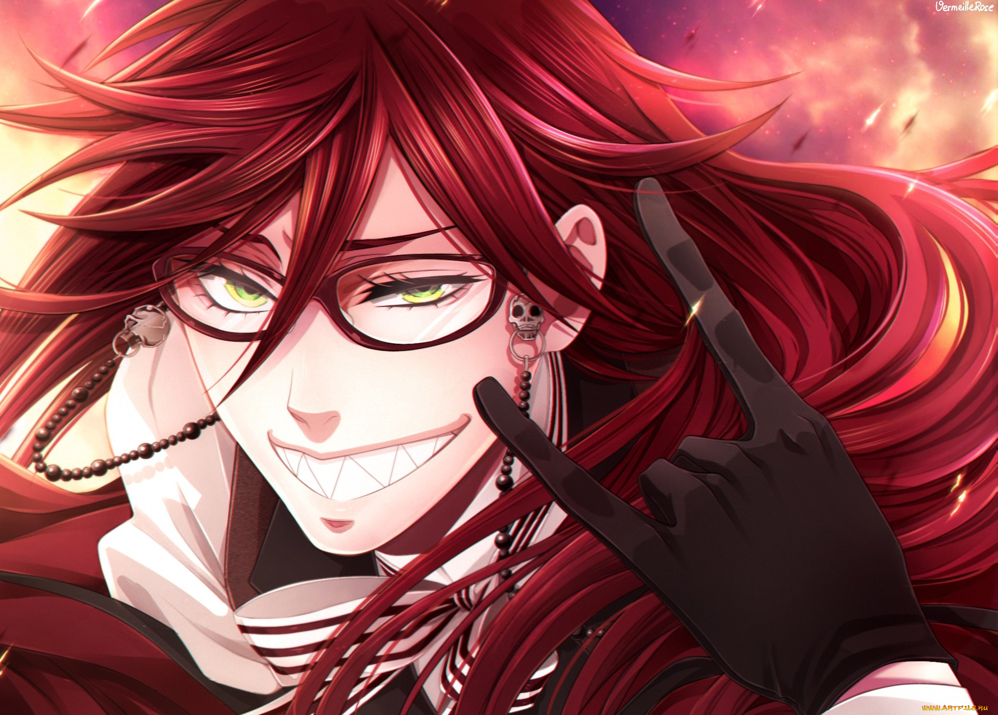 аниме, kuroshitsuji, grell, sutcliff