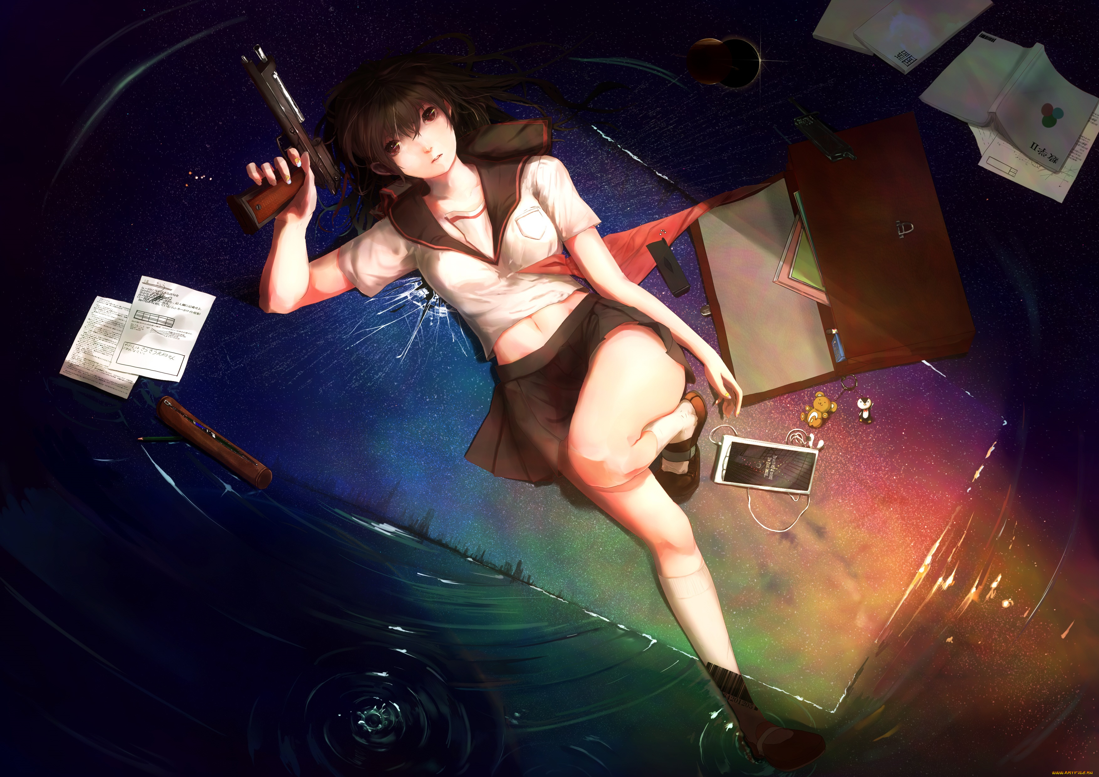 аниме, оружие, , техника, , технологии, девушка