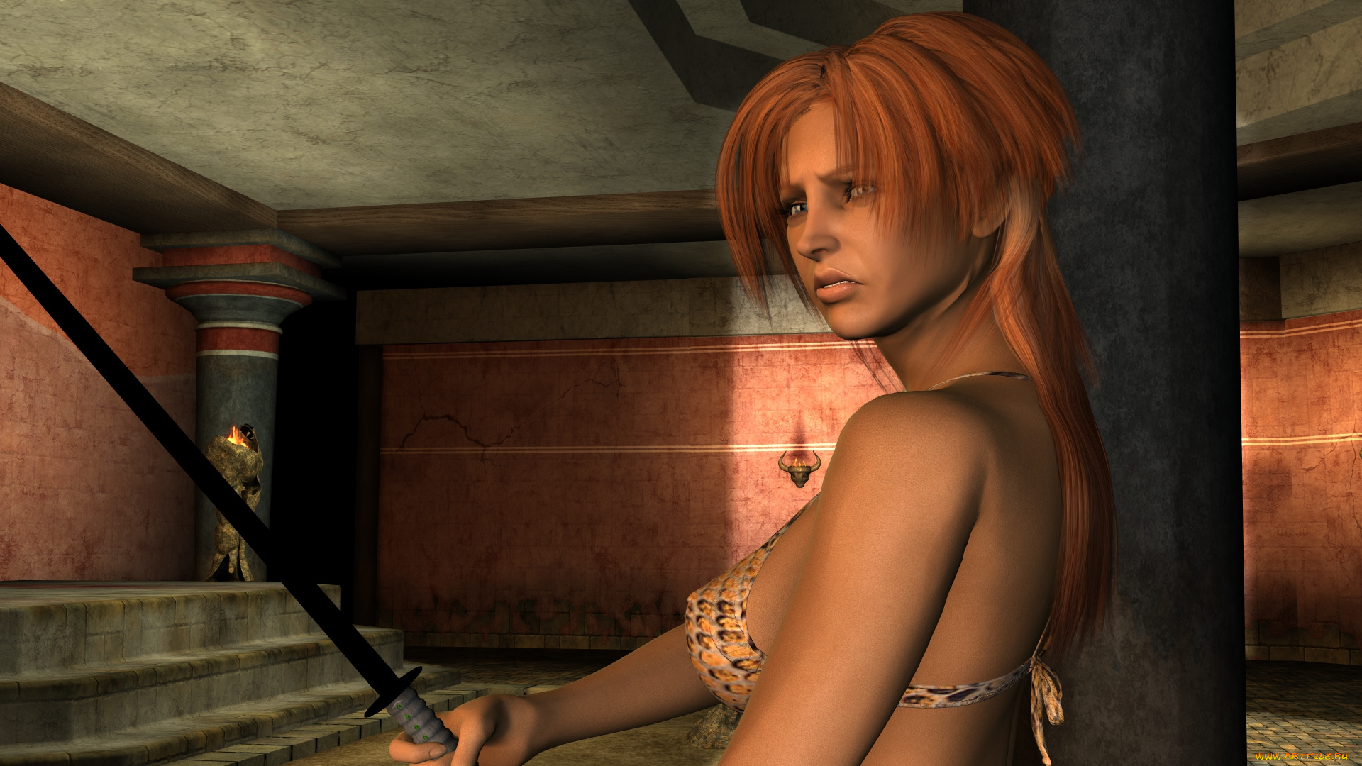 3д, графика, фантазия, , fantasy, девушка, взгляд, фон