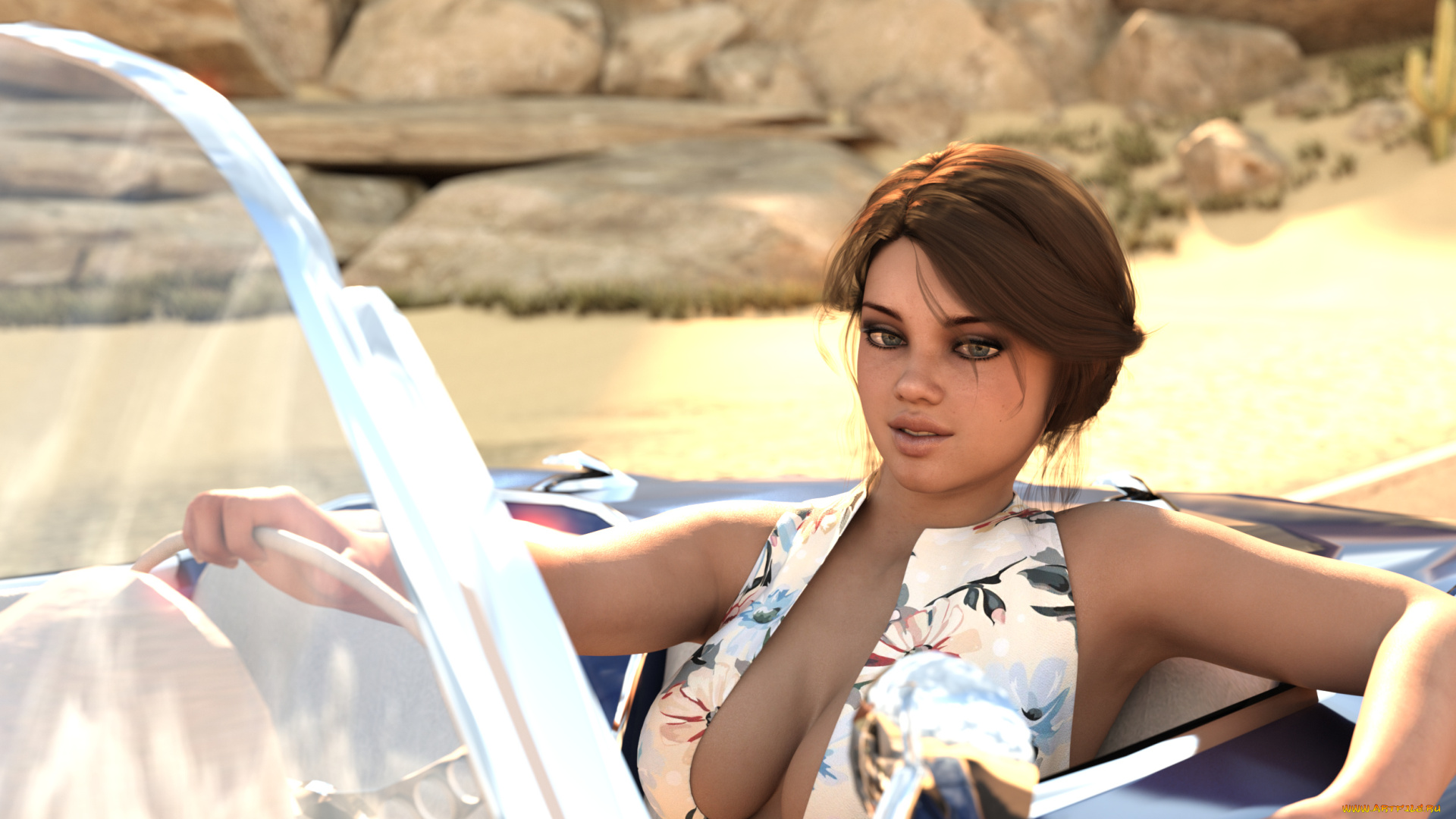 3д, графика, люди-авто, мото, , people-, car, , , moto, девушка, фон, взгляд