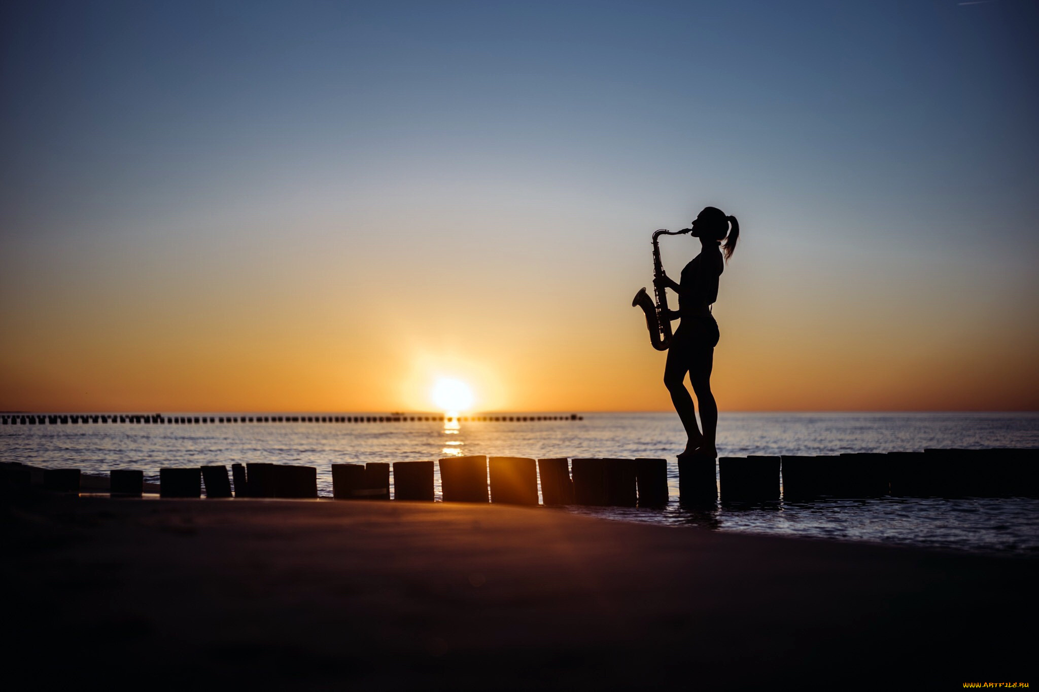 музыка, -другое, закат, саксофон, фон, взгляд, девушка, силуэт