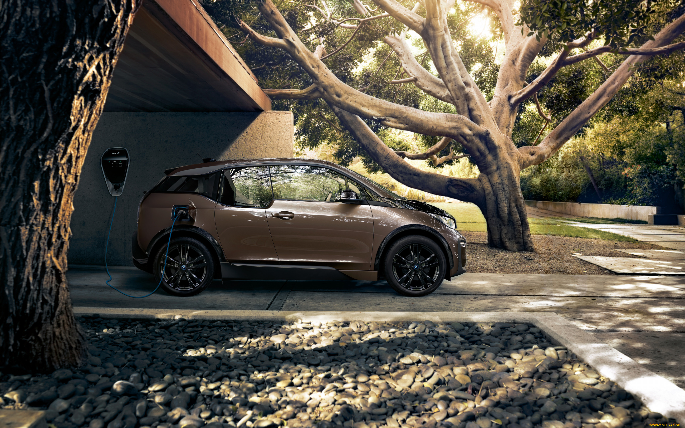 2019, bmw, i3, автомобили, bmw, немецкие, зарядка, коричневый, хэтчбек, электрический, автомобиль, экстерьер, вид, сбоку, 2019, i3
