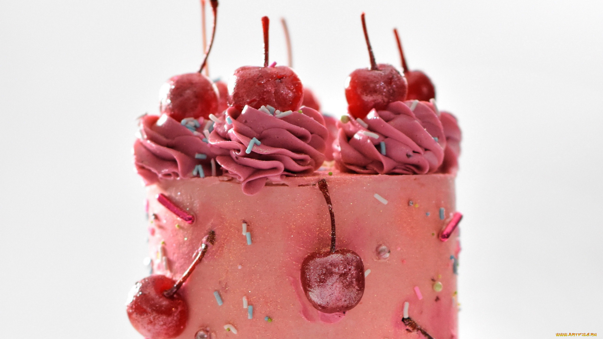 еда, торты, торт, крем, вишни