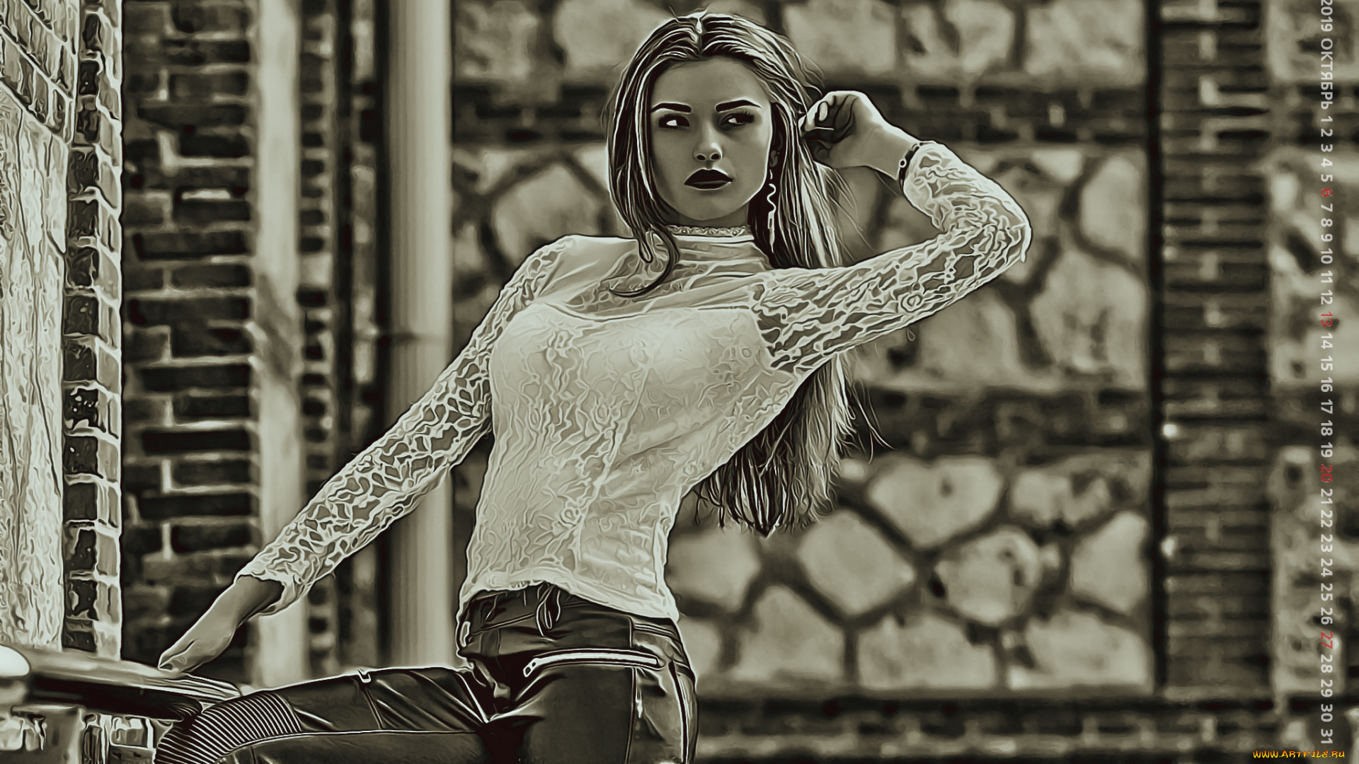 календари, компьютерный, дизайн, девушка, здание, 2019, calendar, модель, женщина