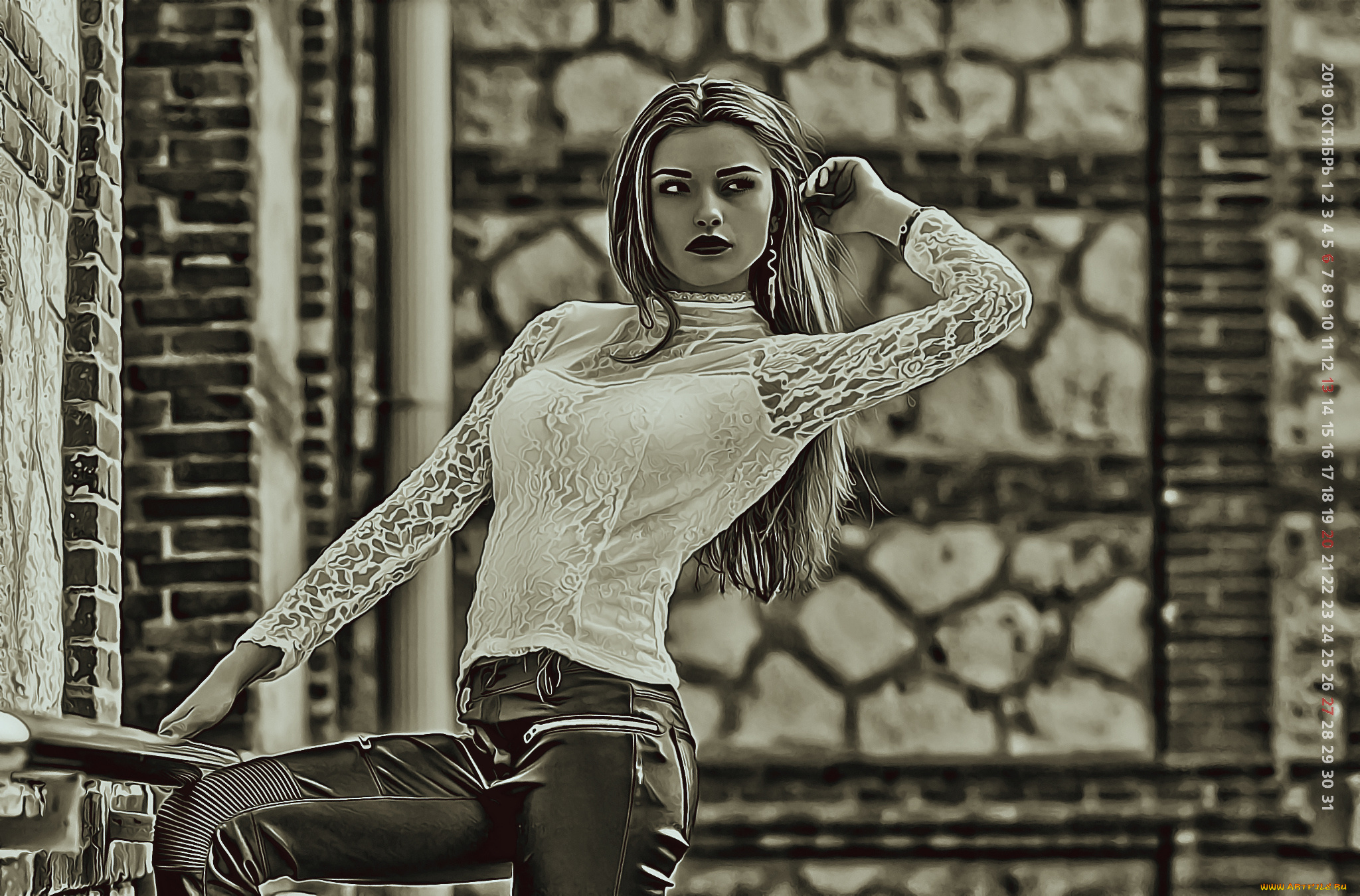 календари, компьютерный, дизайн, девушка, здание, 2019, calendar, модель, женщина