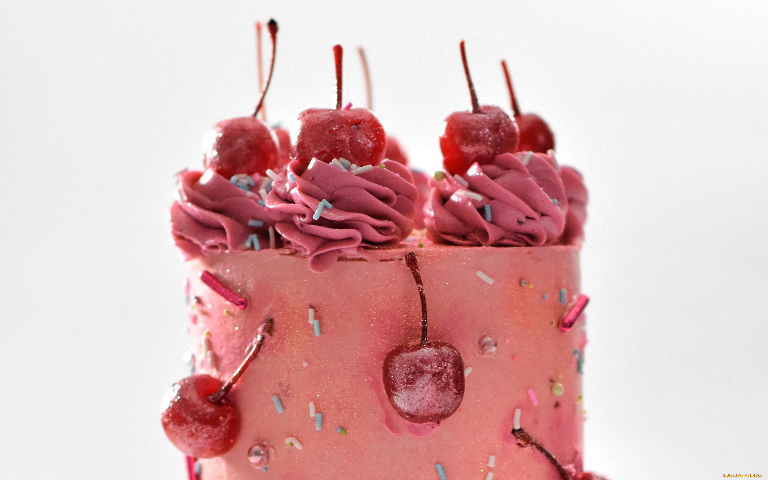 еда, торты, торт, крем, вишни