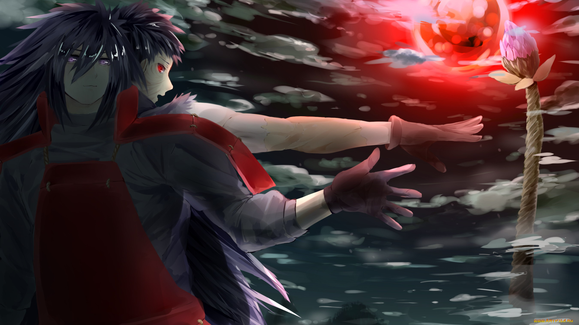 аниме, naruto, учиха, мадара, обито, цветок