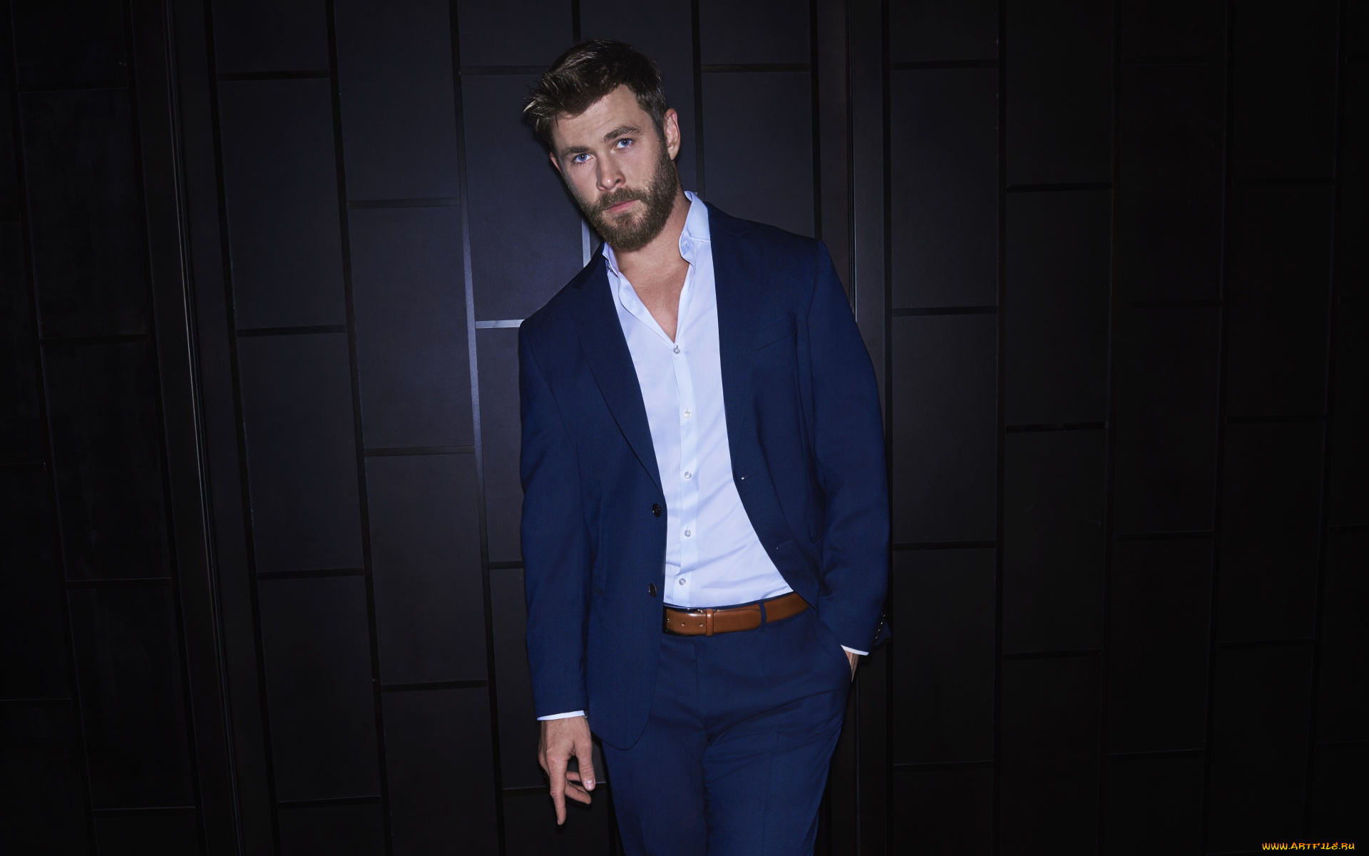 мужчины, chris, hemsworth, актер, костюм, борода