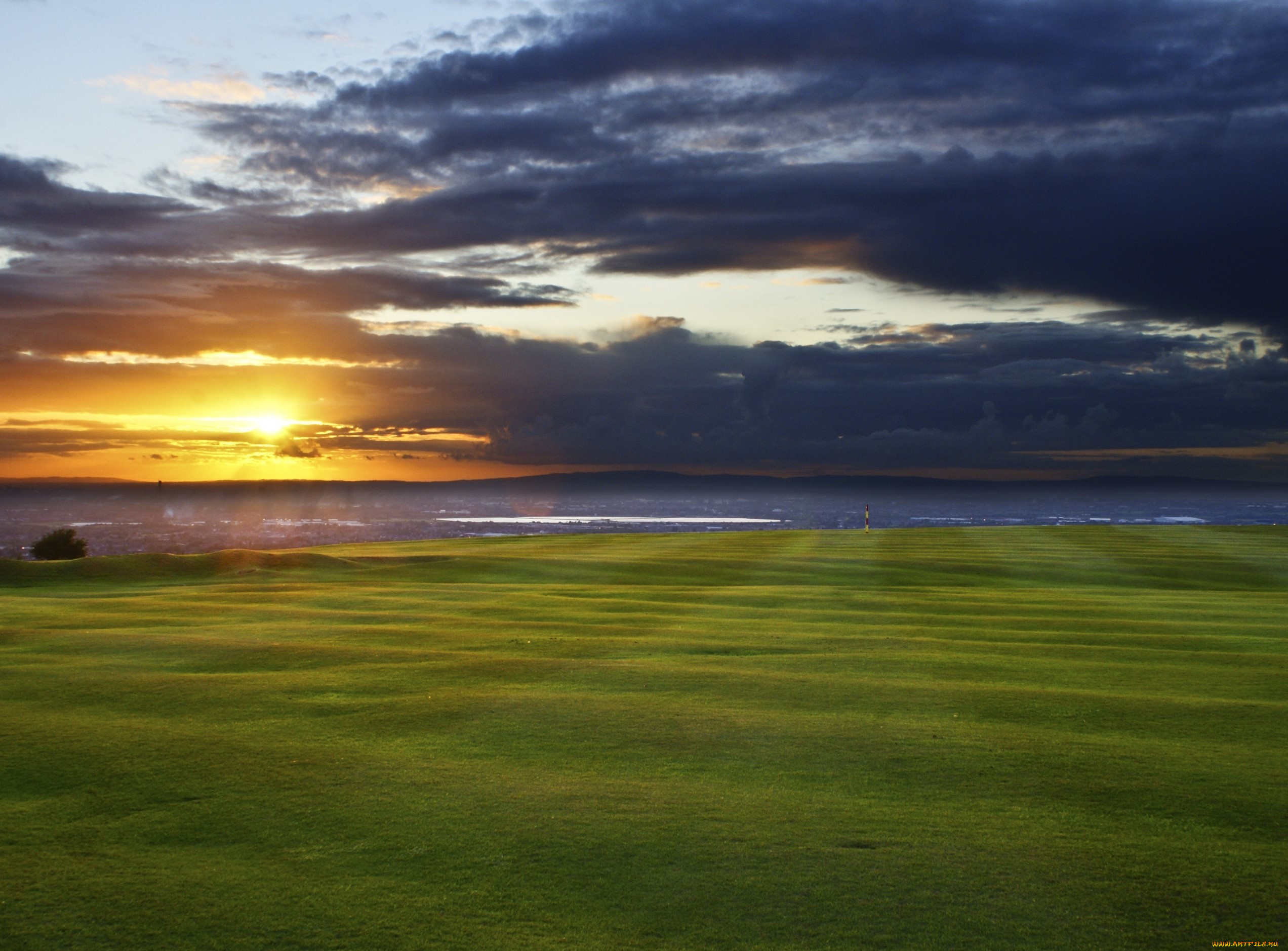 природа, поля, небо, закат, тучи, поле