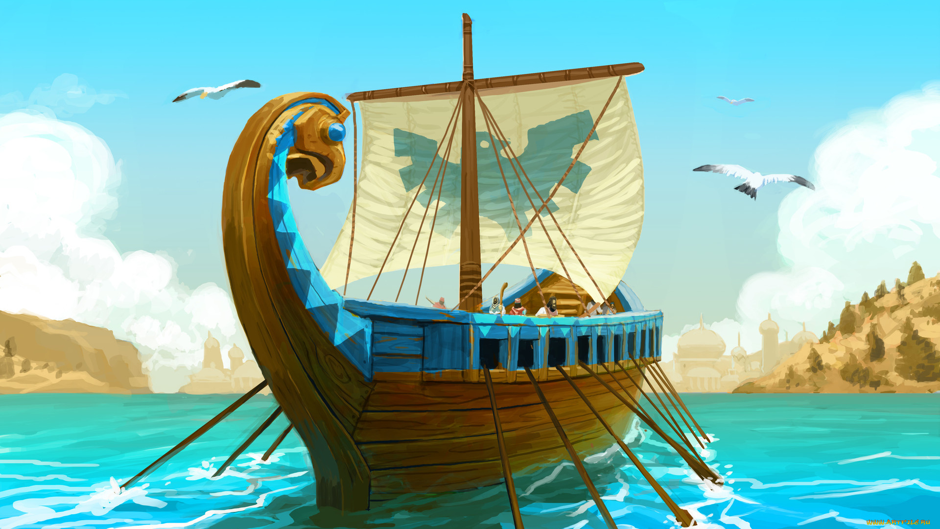 видео, игры, age, of, empires, online, корабль, море